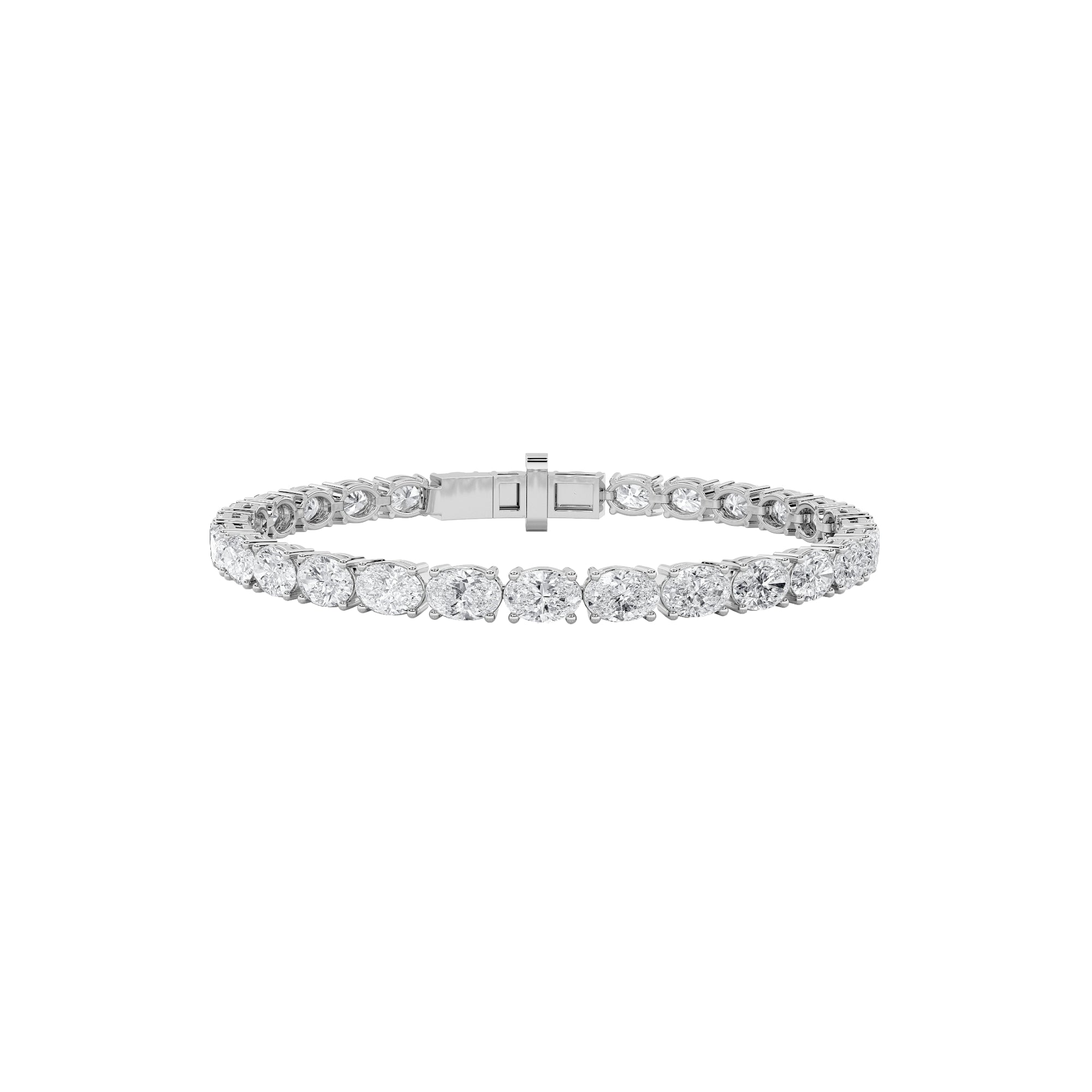 Oval Shaped Lab Grown Diamond White Gold Bracelet