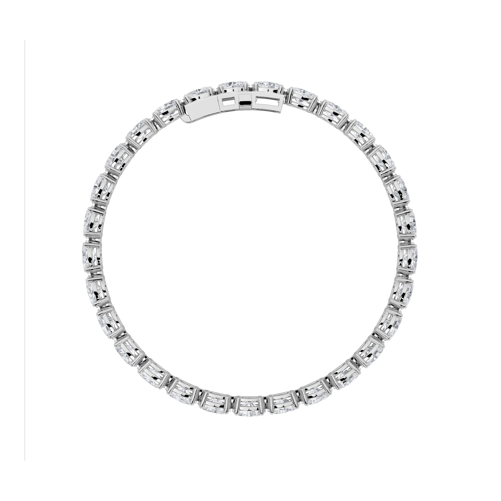 Oval Shaped Lab Grown Diamond White Gold Bracelet