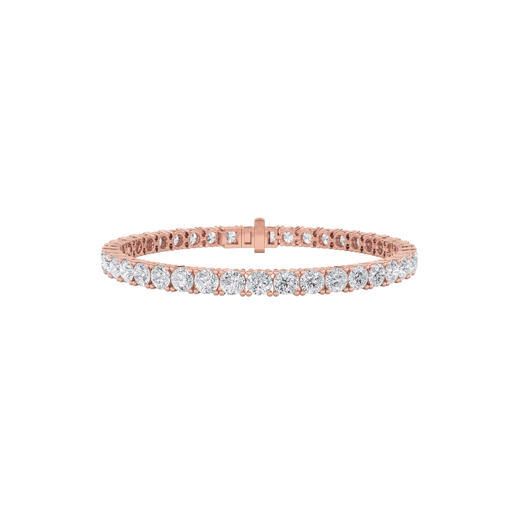 Round Shaped Lab-Grown Diamond Tennis Bracelet in 14K Rose Gold