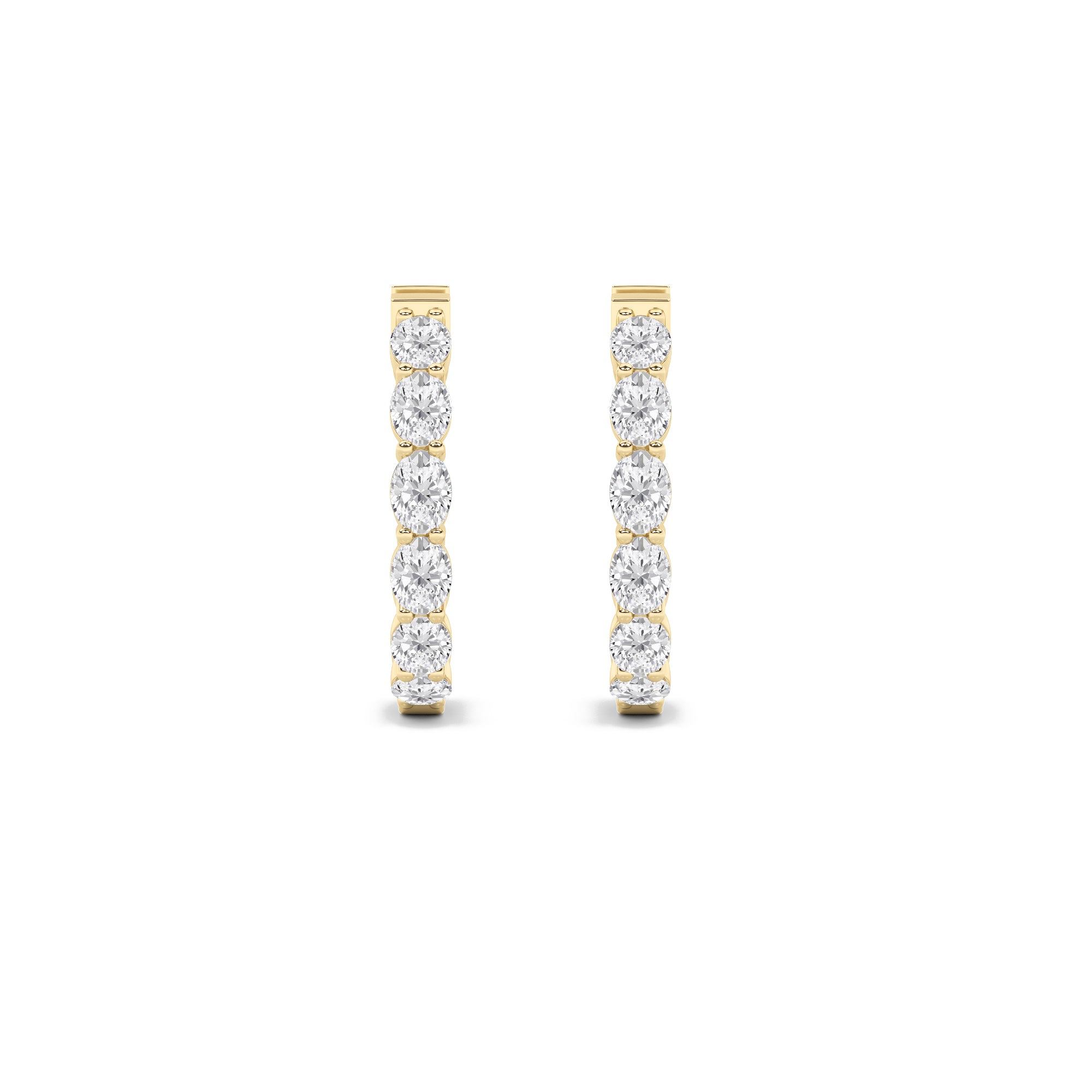 4.00 Cttw Oval Shaped Lab Grown Diamond Inside Out Hoop 14K Yellow Gold Earrings