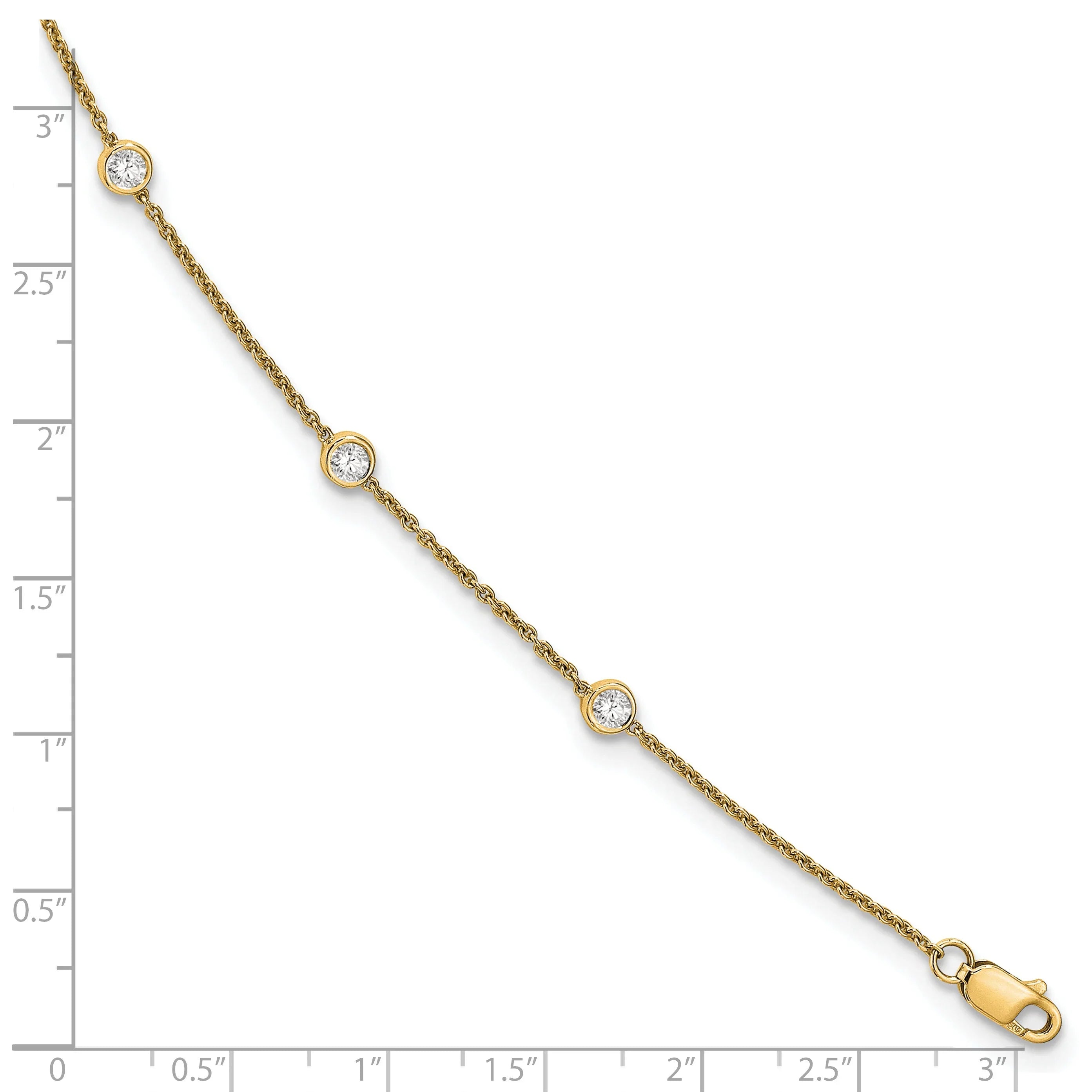 14k Gold Lab Grown Diamond Station Bracelets - Fine Diamond