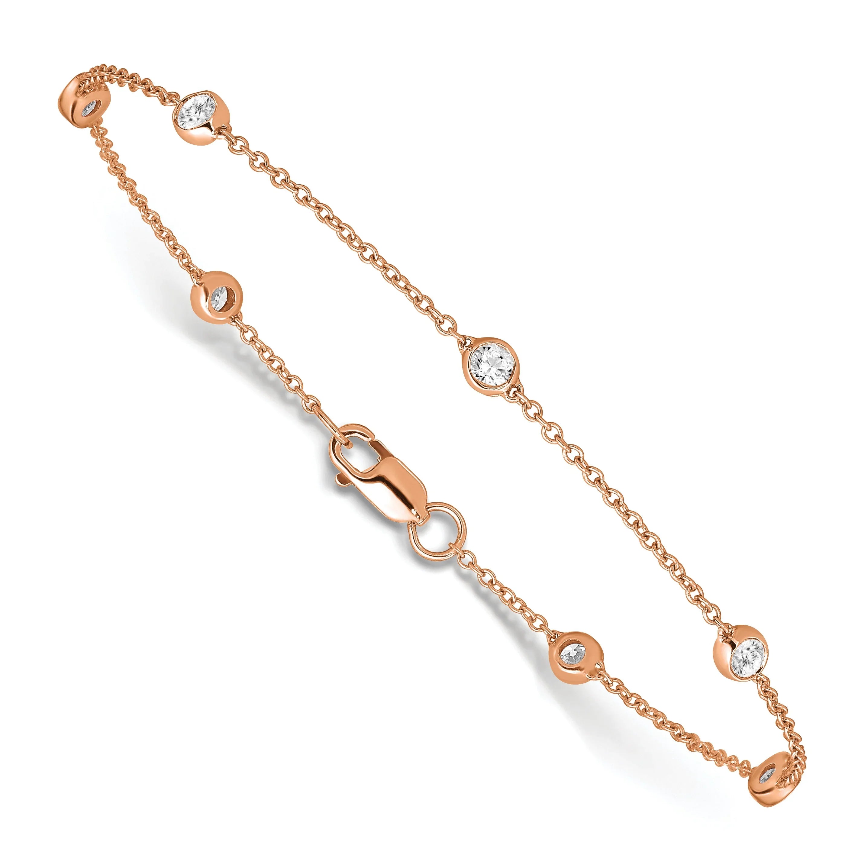 14k Gold Lab Grown Diamond Station Bracelets - Fine Diamond