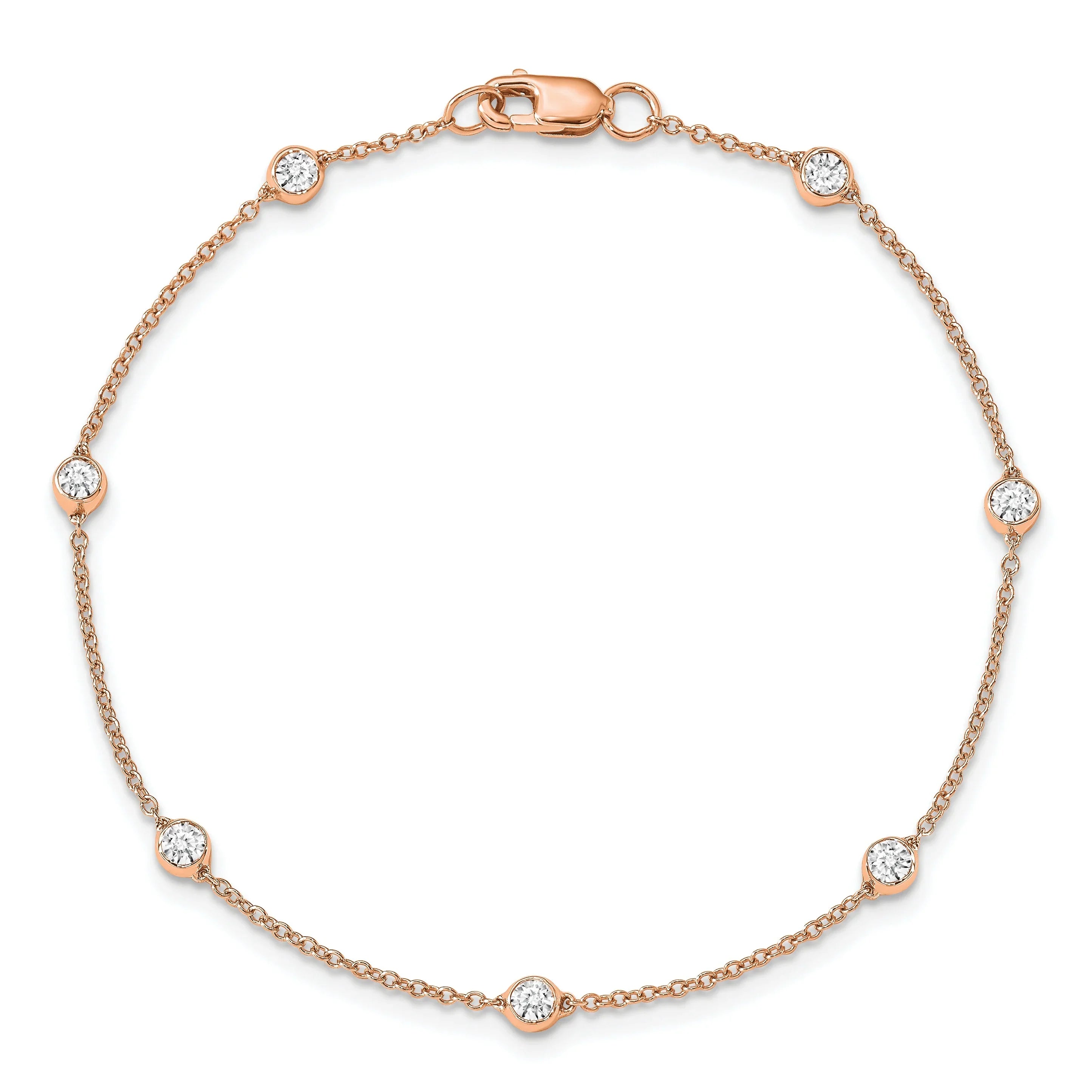 14k Gold Lab Grown Diamond Station Bracelets - Fine Diamond