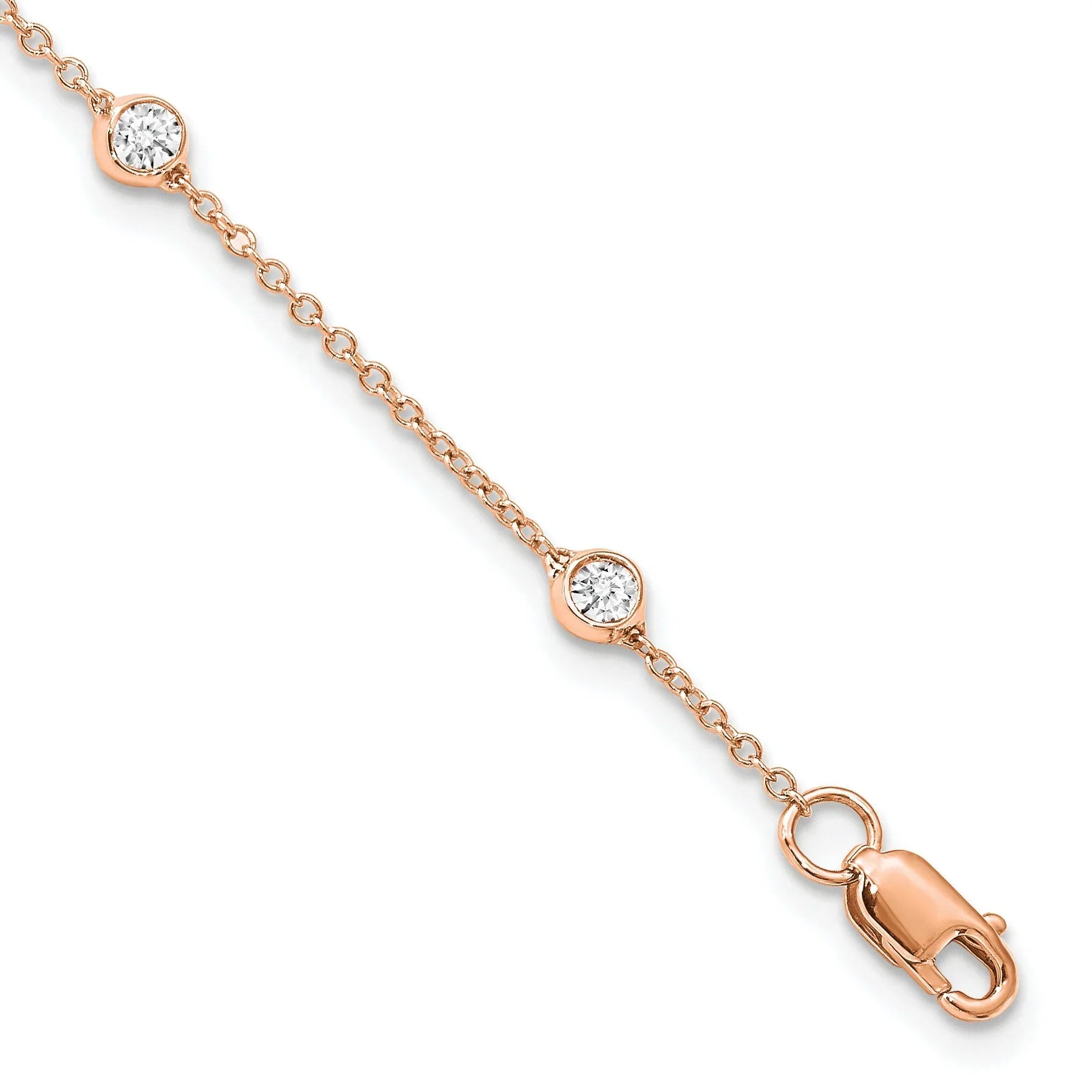 14k Gold Lab Grown Diamond Station Bracelets - Fine Diamond