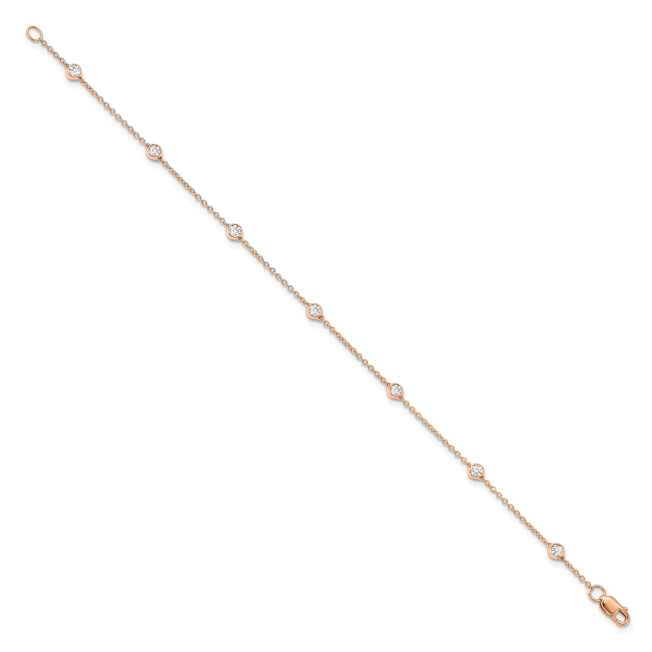 14k Gold Lab Grown Diamond Station Bracelets - Fine Diamond