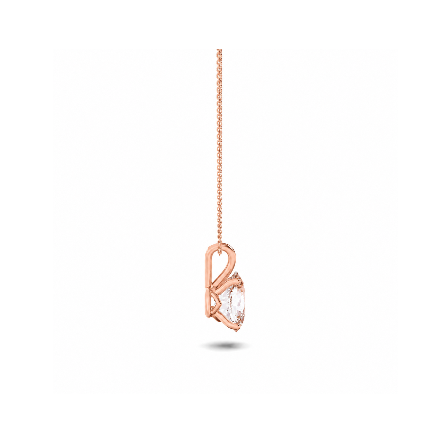 3.0 Ct Oval Lab Grown Diamond (F/VS) Prong 14K Rose Gold Split Bale Solitaire Pendant Necklace
