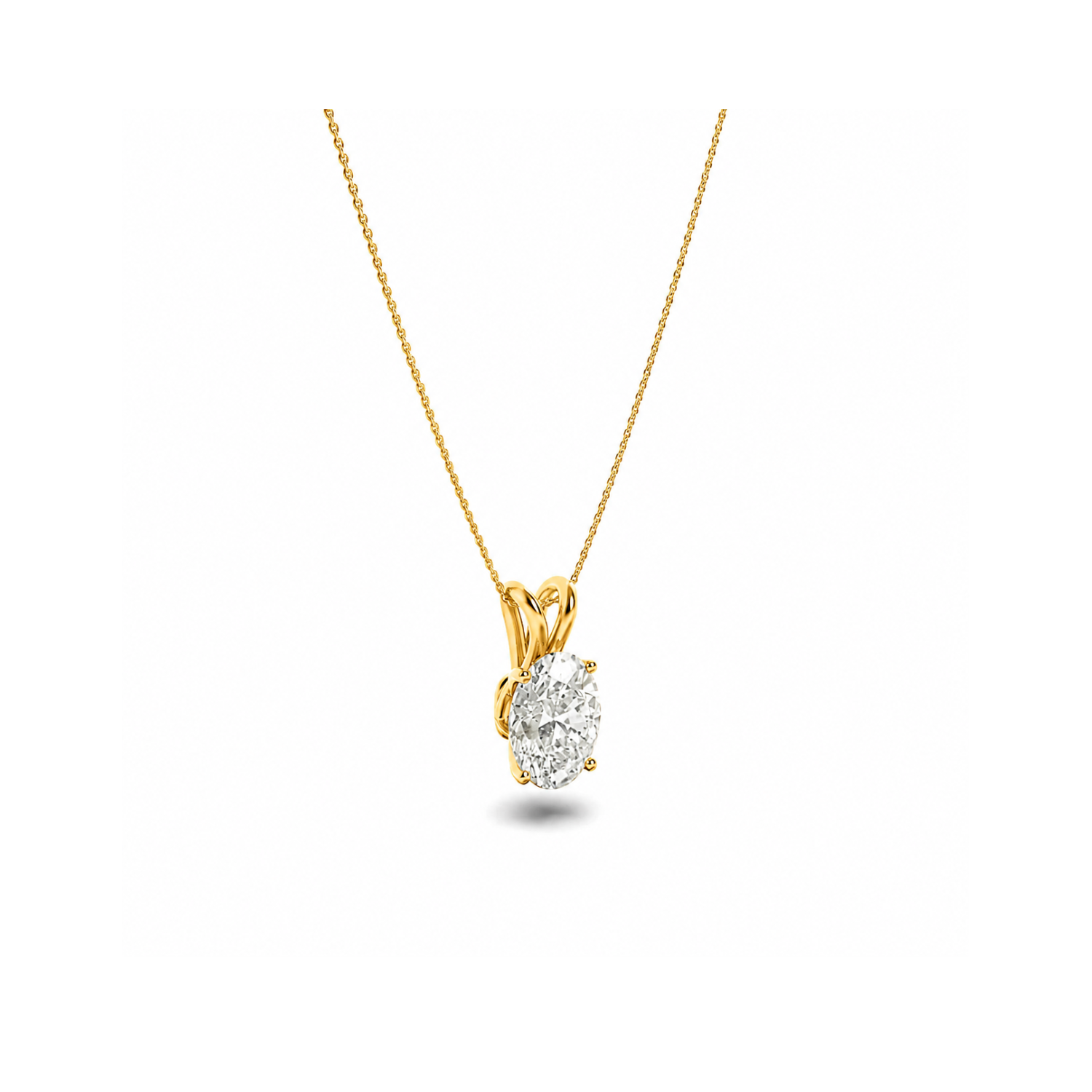 1.0 Ct Oval Lab Grown Diamond (F/VS) Prong 14K Yellow Gold Split Bale Solitaire Pendant Necklace
