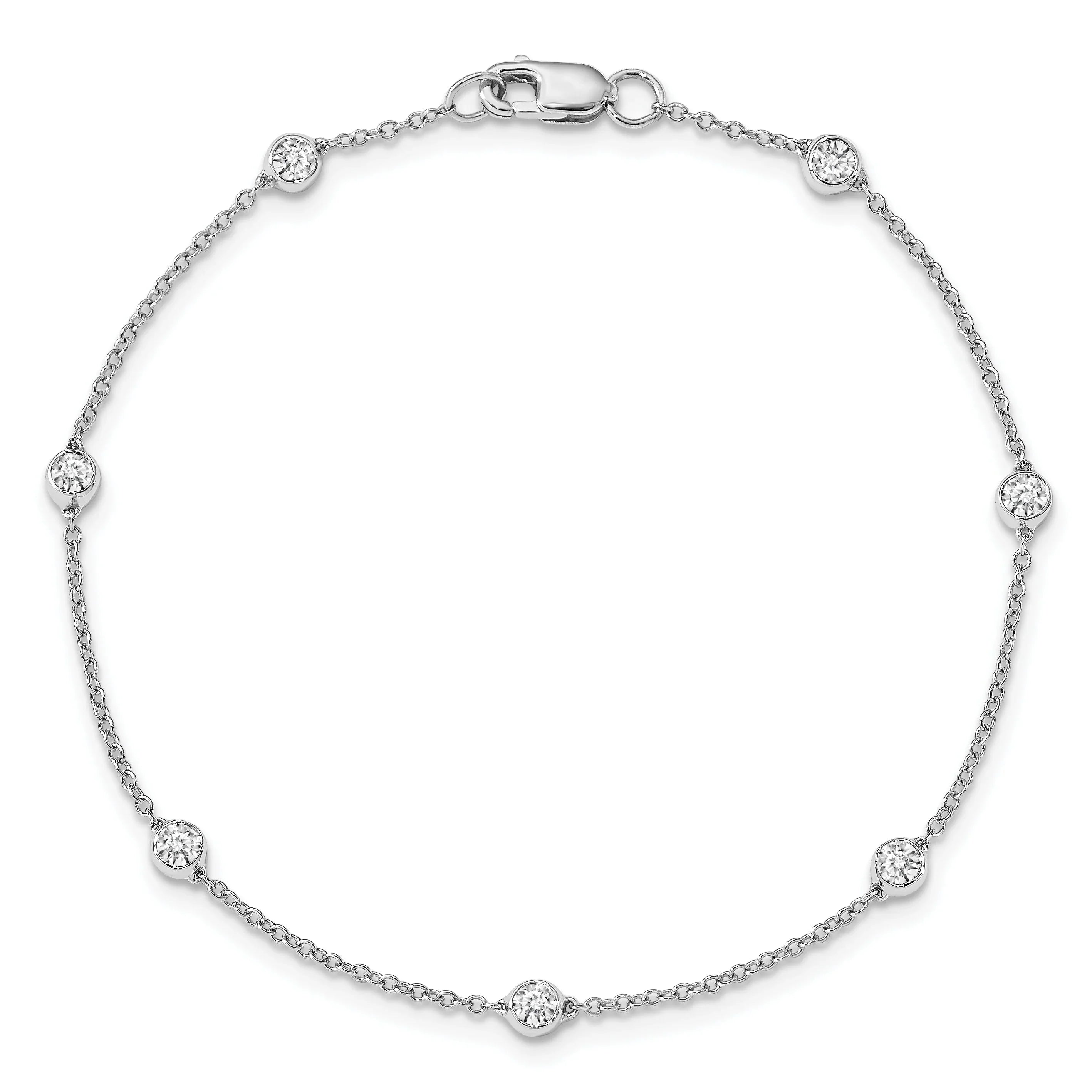 14k Gold Lab Grown Diamond Station Bracelets - Fine Diamond