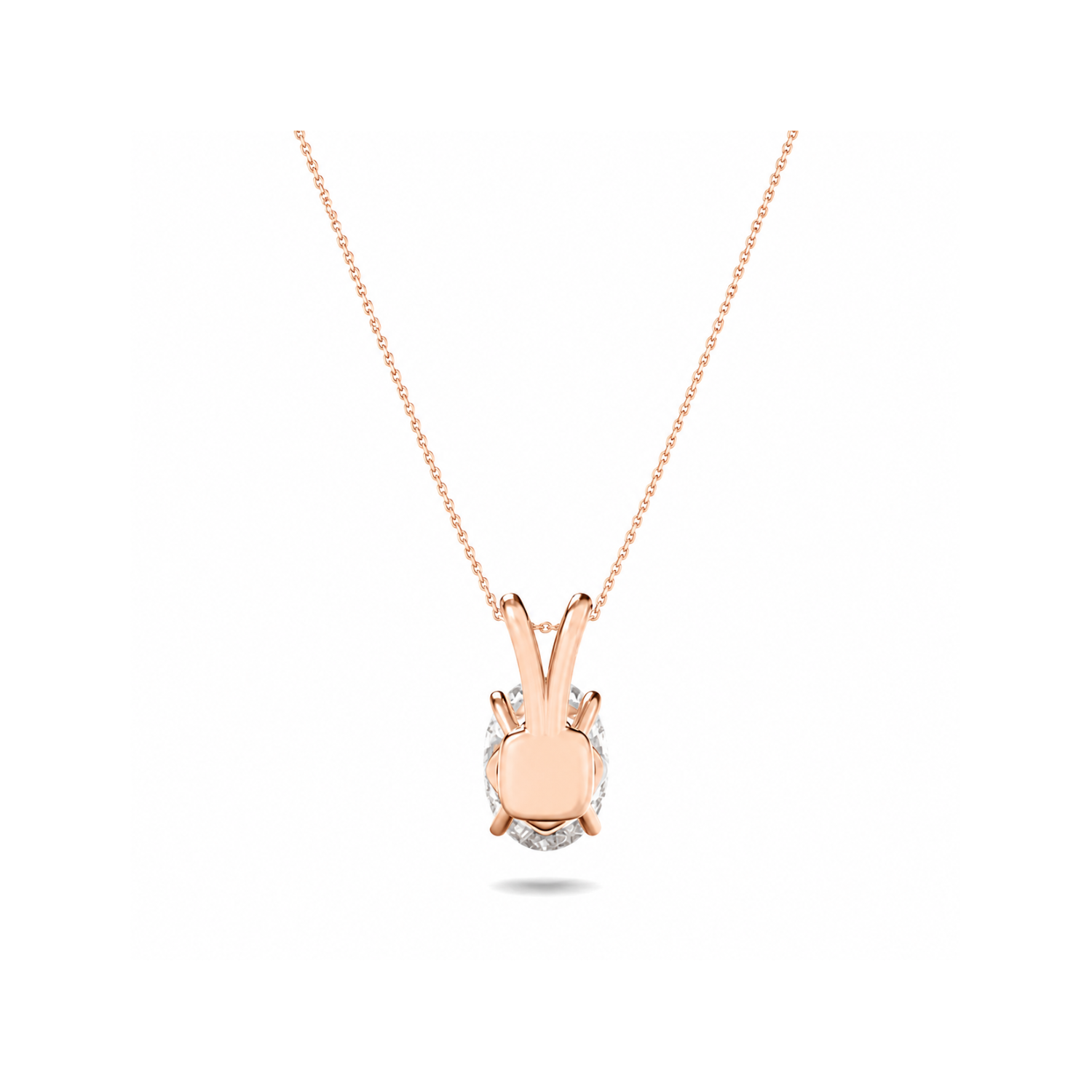 3.0 Ct Oval Lab Grown Diamond (F/VS) Prong 14K Rose Gold Split Bale Solitaire Pendant Necklace