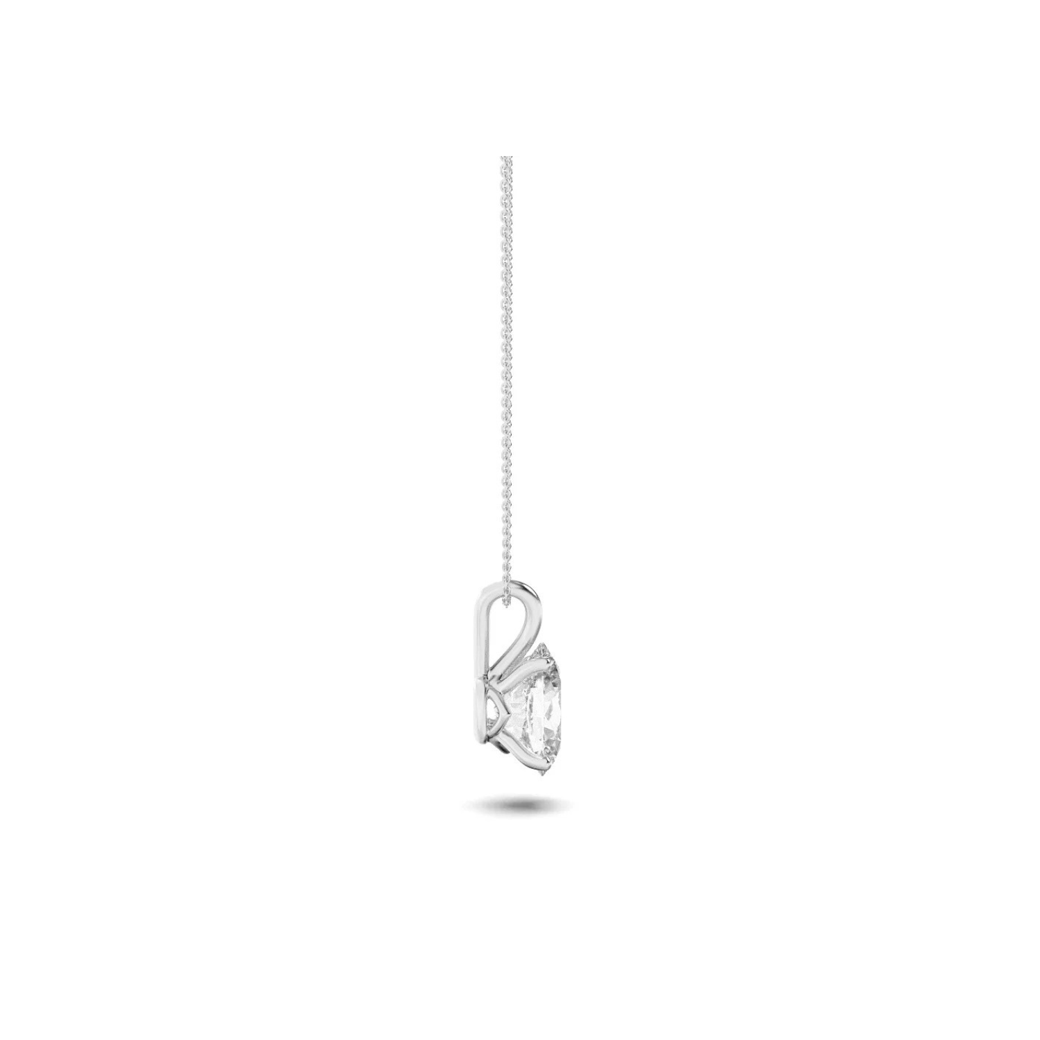 Oval Lab Grown Diamond (F/VS) Prong 14K White Gold Split Bale Solitaire Pendant Necklace