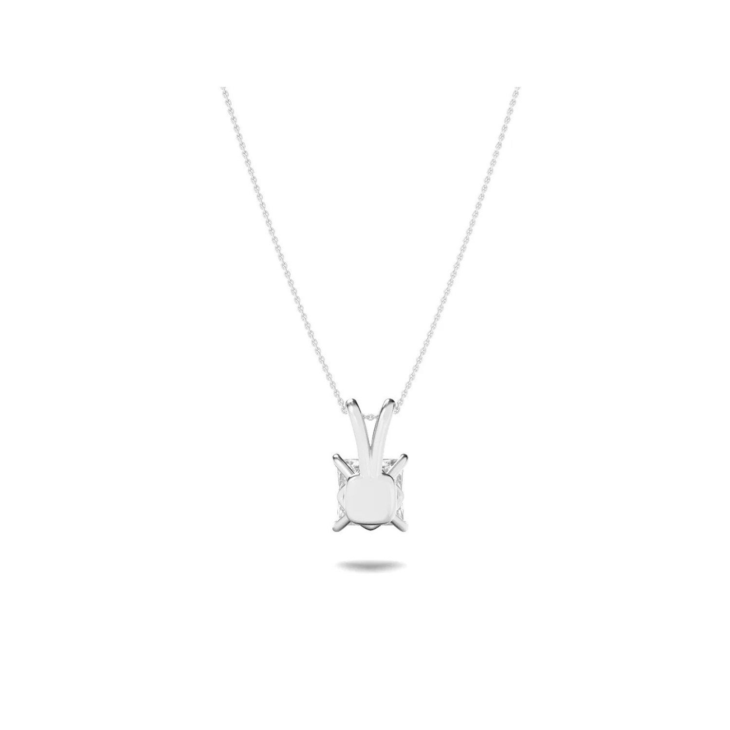 Princess (F/VS) Lab Grown Diamond Prong 14K White Gold Split Bale Solitaire Pendant Necklace