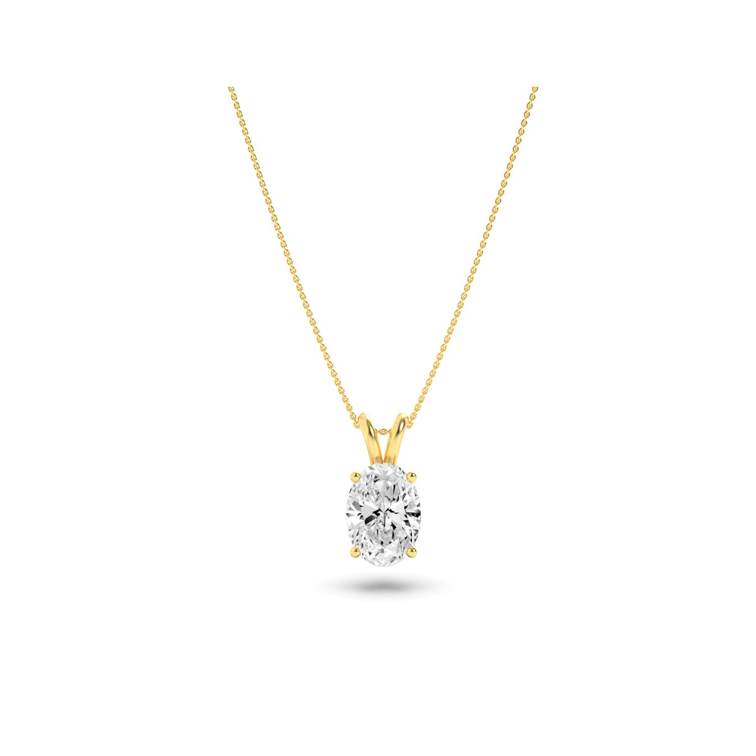 1.0 Ct Oval Lab Grown Diamond (F/VS) Prong 14K Yellow Gold Split Bale Solitaire Pendant Necklace