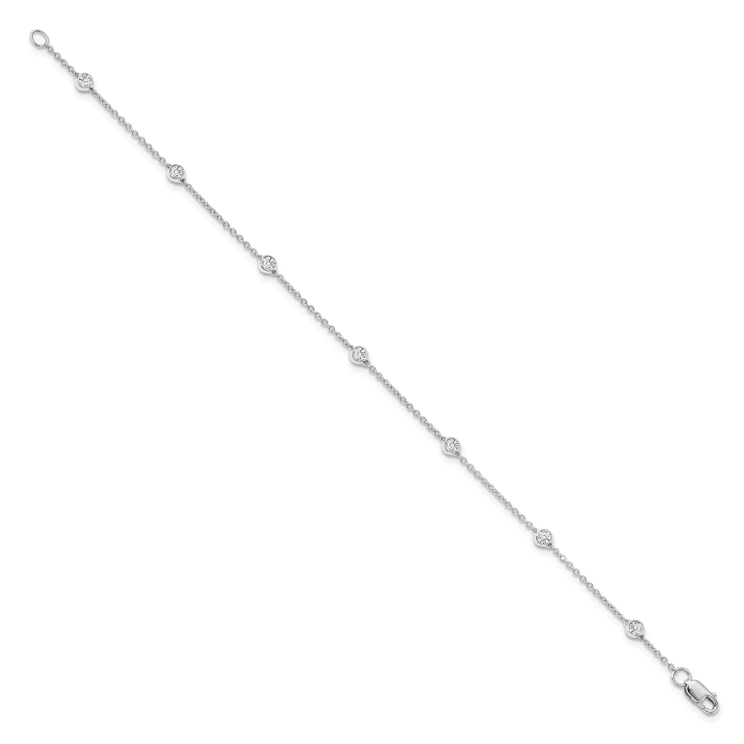 14k Gold Lab Grown Diamond Station Bracelets - Fine Diamond