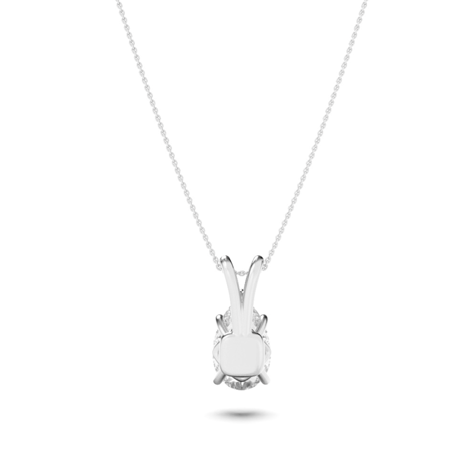 Pear (F/VS) Lab Grown Diamond Prong 14K White Gold Split Bale Solitaire Pendant Necklace