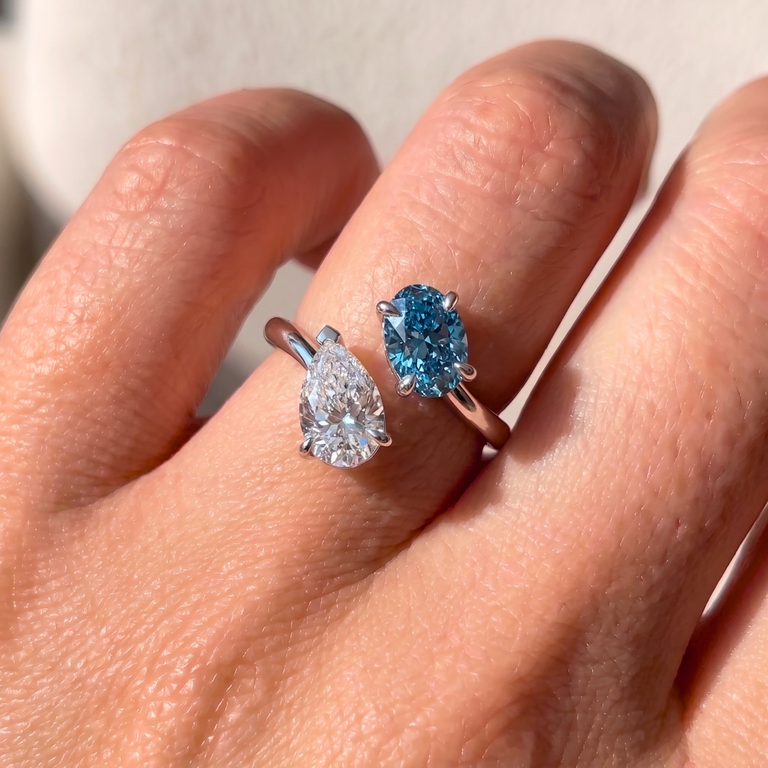 3Cttw Oval Shaped Lab Grown Diamond (F/VS) Toi et Moi Fashion Engagement Ring in 14K Gold