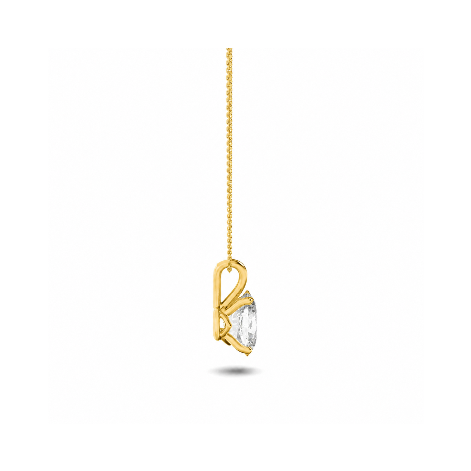 1.0 Ct Oval Lab Grown Diamond (F/VS) Prong 14K Yellow Gold Split Bale Solitaire Pendant Necklace