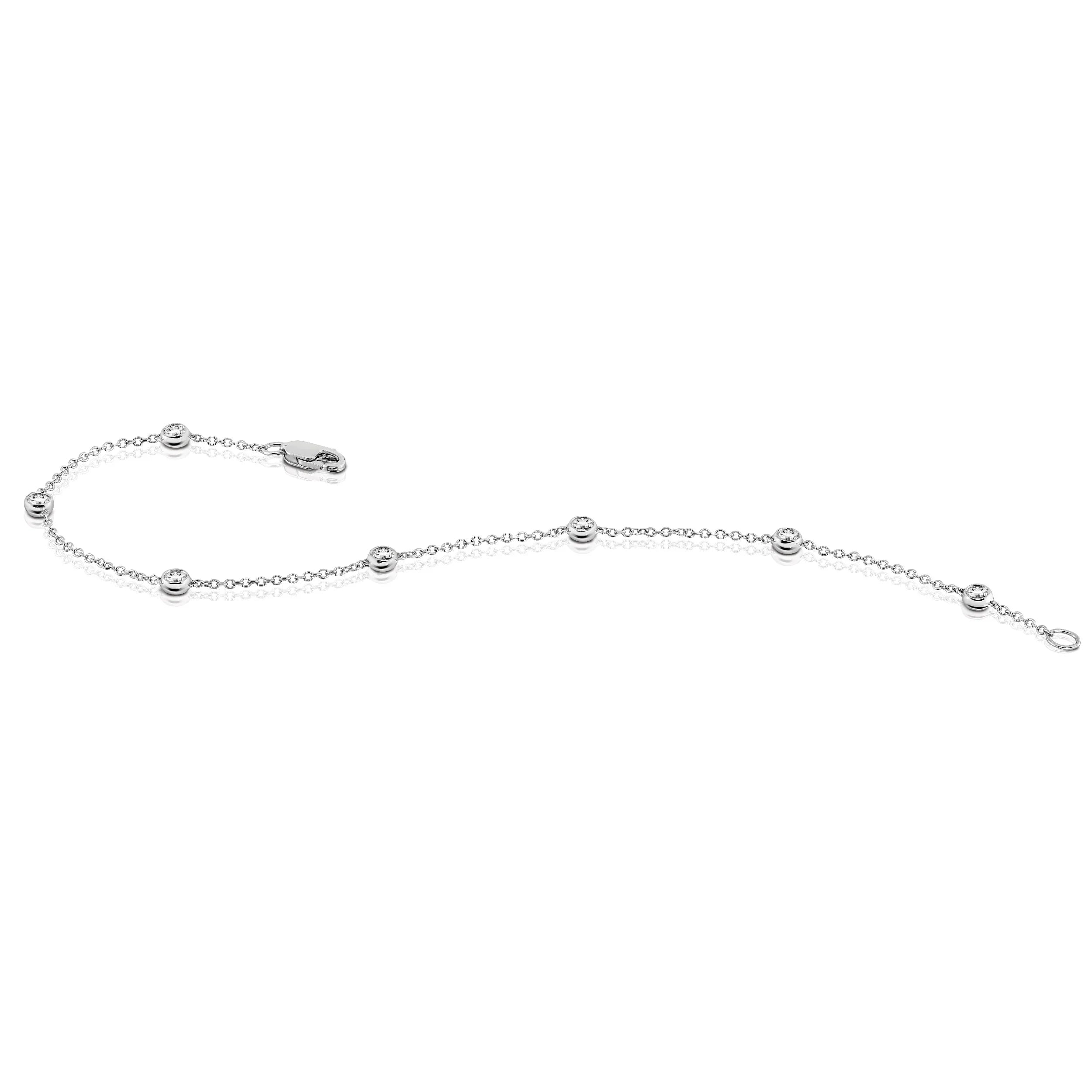 14k Gold Lab Grown Diamond Station Bracelets - Fine Diamond
