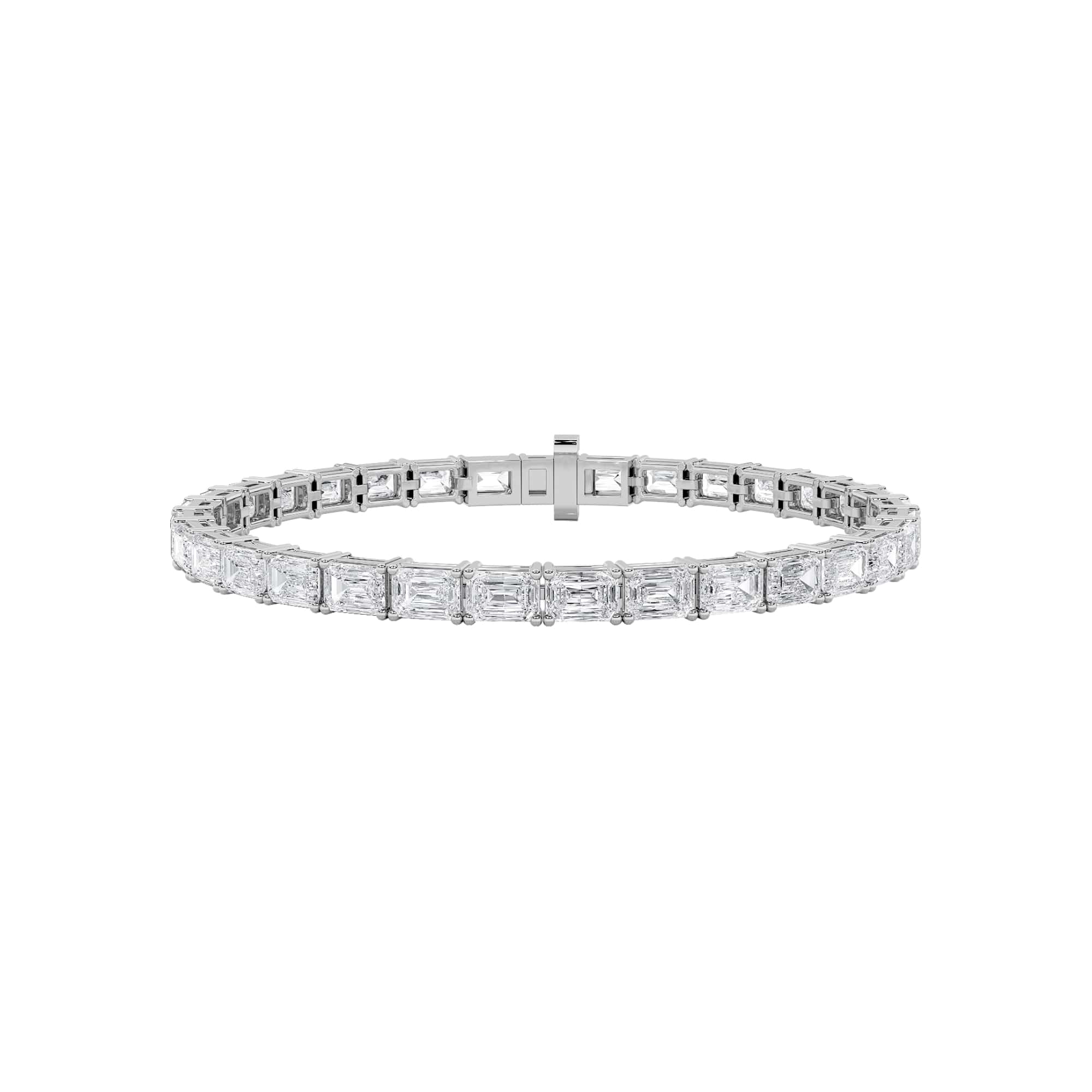13Cttw Emerald Shaped Lab Grown Diamond (F/VS) Classic Line Bracelet in 14K Gold