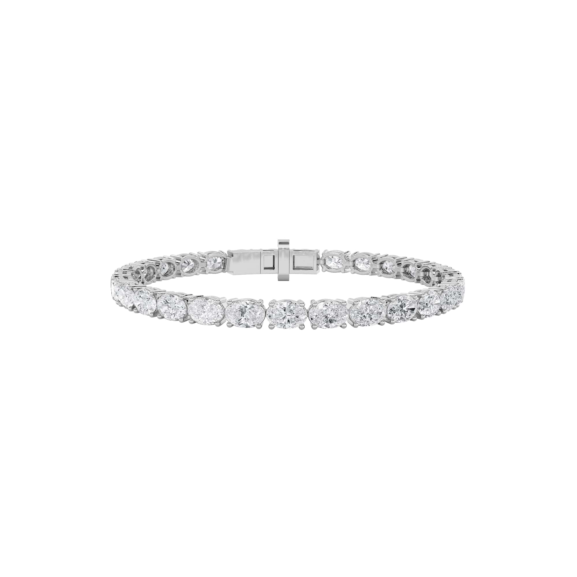 Oval (F/VS) Lab Grown Diamond Prong 14K White Gold Classic Line Tennis Bracelet