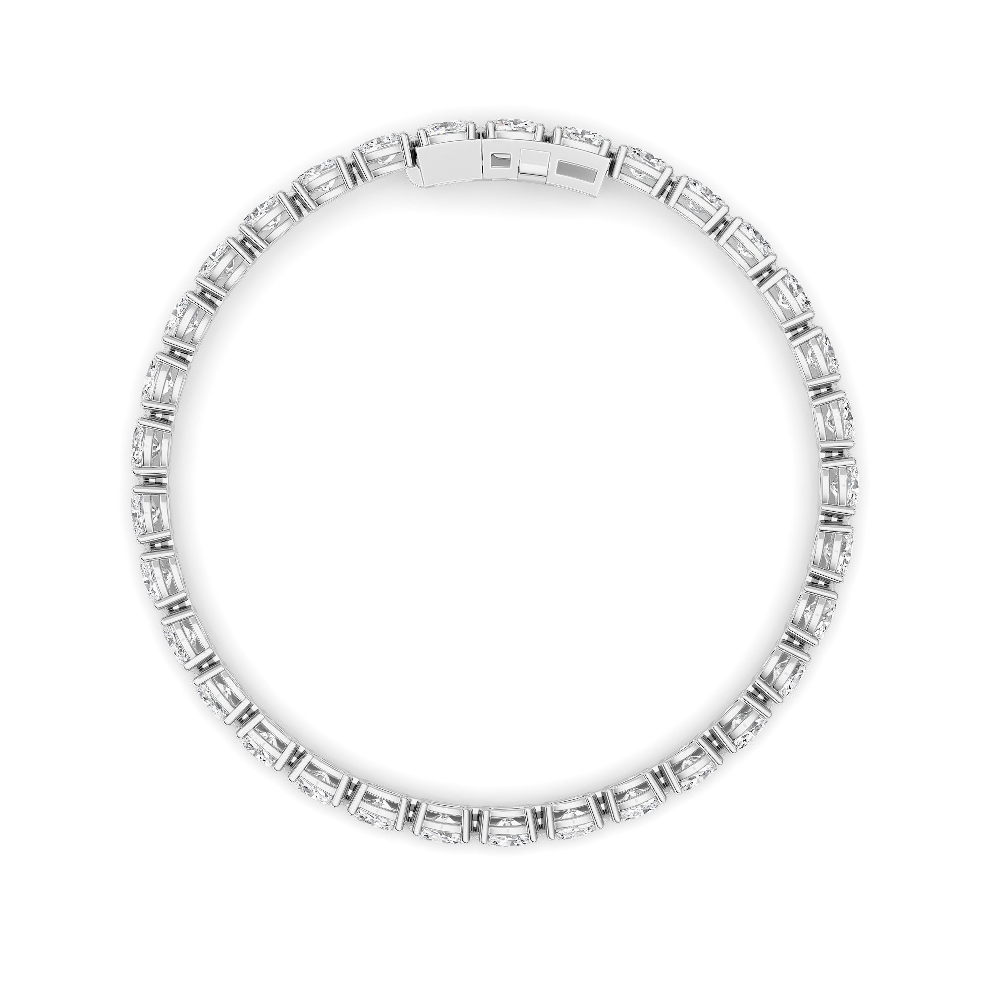 Oval (F/VS) Lab Grown Diamond Prong 14K White Gold Classic Line Tennis Bracelet