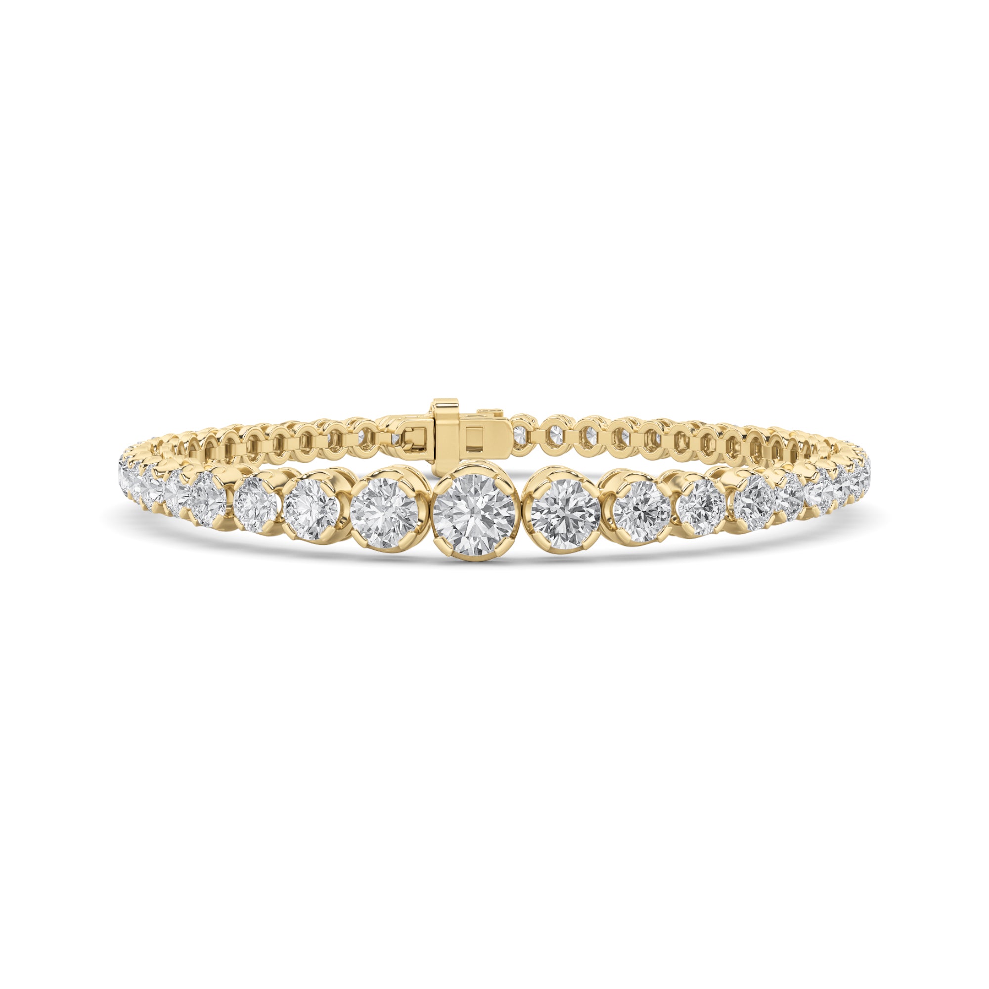 5 Ctw Round (F/VS) Lab Grown Diamond Bezel 14K Yellow Gold Graduating Tennis Bracelet