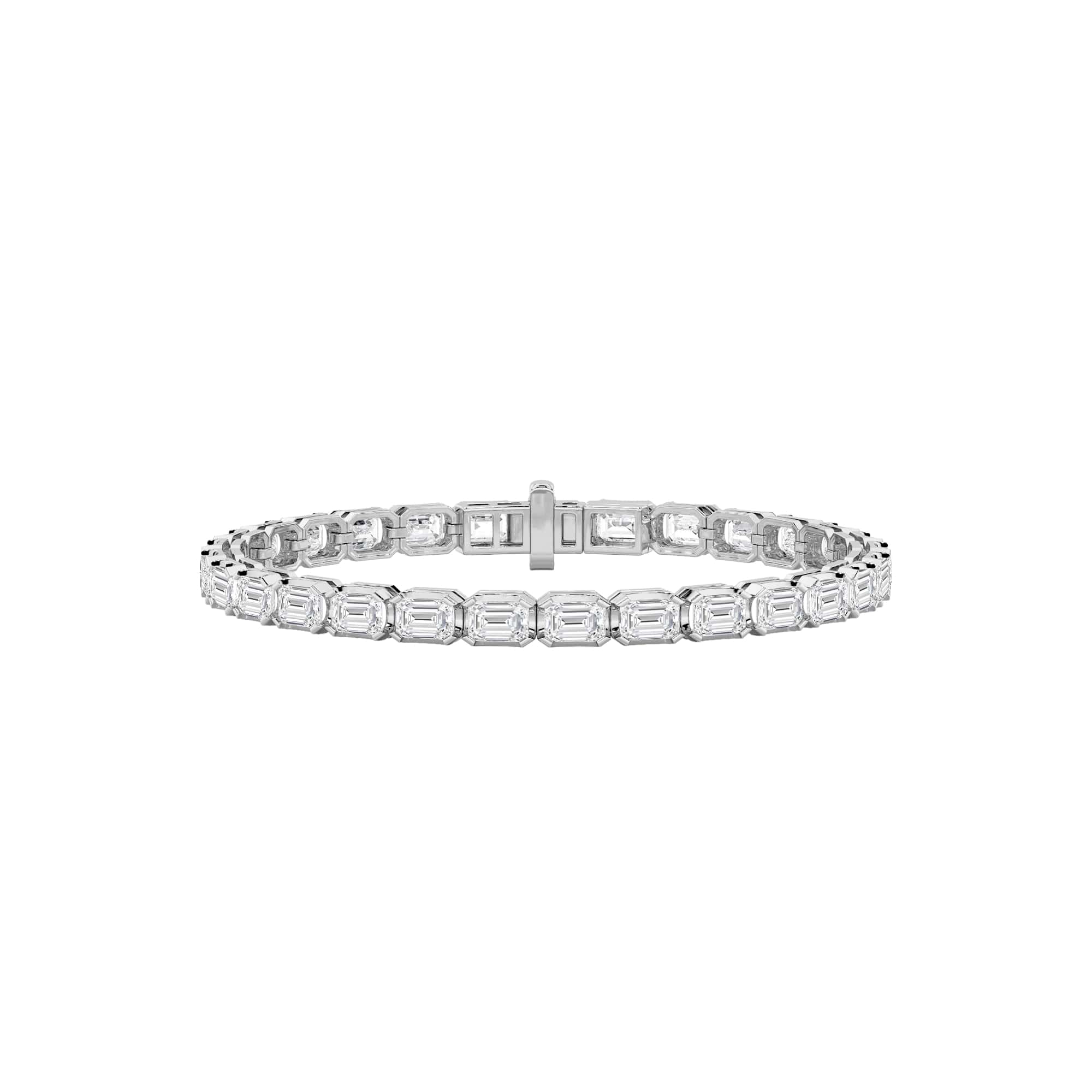 Emerald (F/VS) Lab Grown Diamond Bezel 14K White Gold Tennis Bracelet