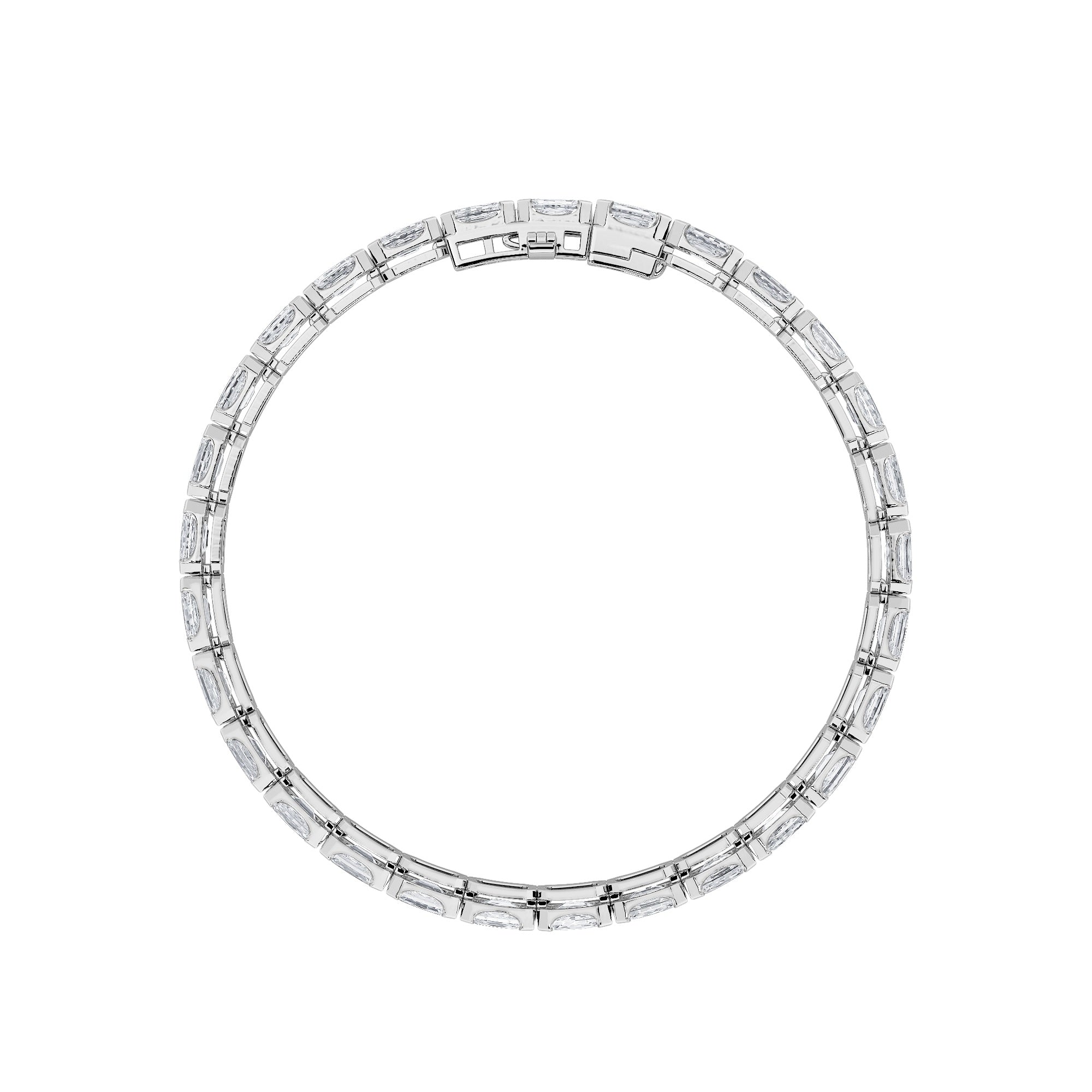Emerald (F/VS) Lab Grown Diamond Bezel 14K White Gold Tennis Bracelet