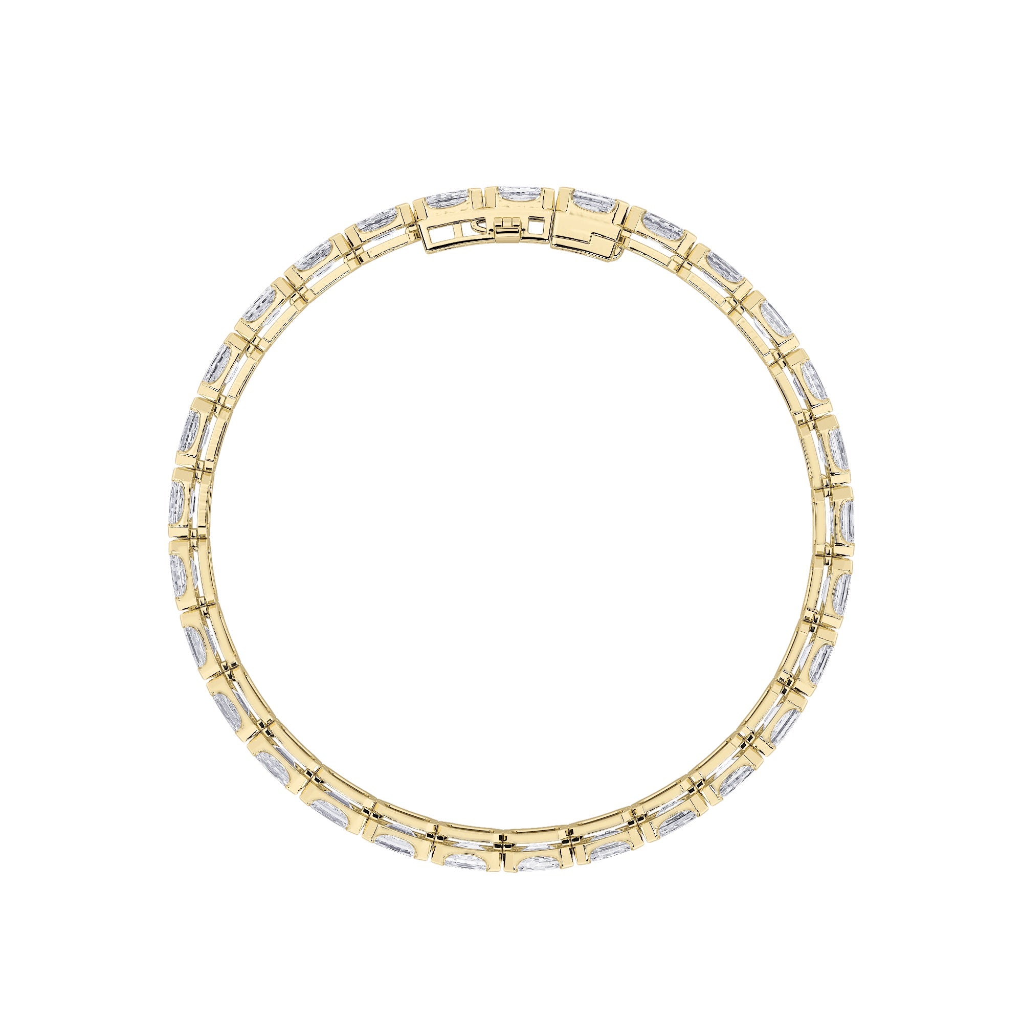 Emerald (F/VS) Lab Grown Diamond Bezel 14K Yellow Gold Tennis Bracelet