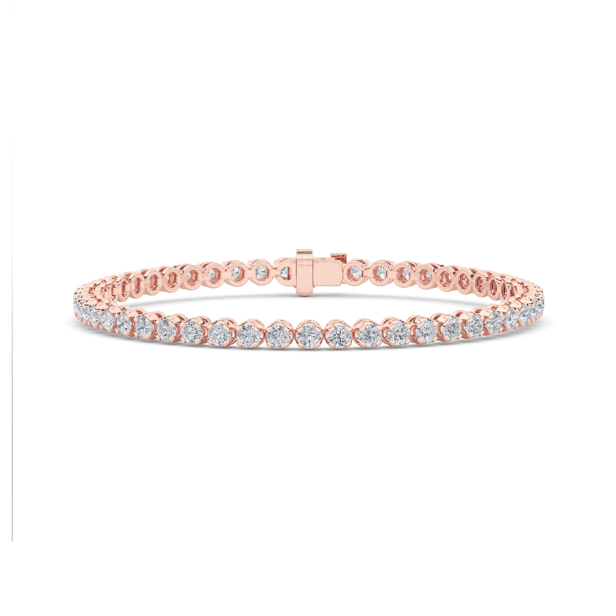 Round Shaped Lab Grown Diamond (F/VS) Tennis Bracelet in 14K Gold