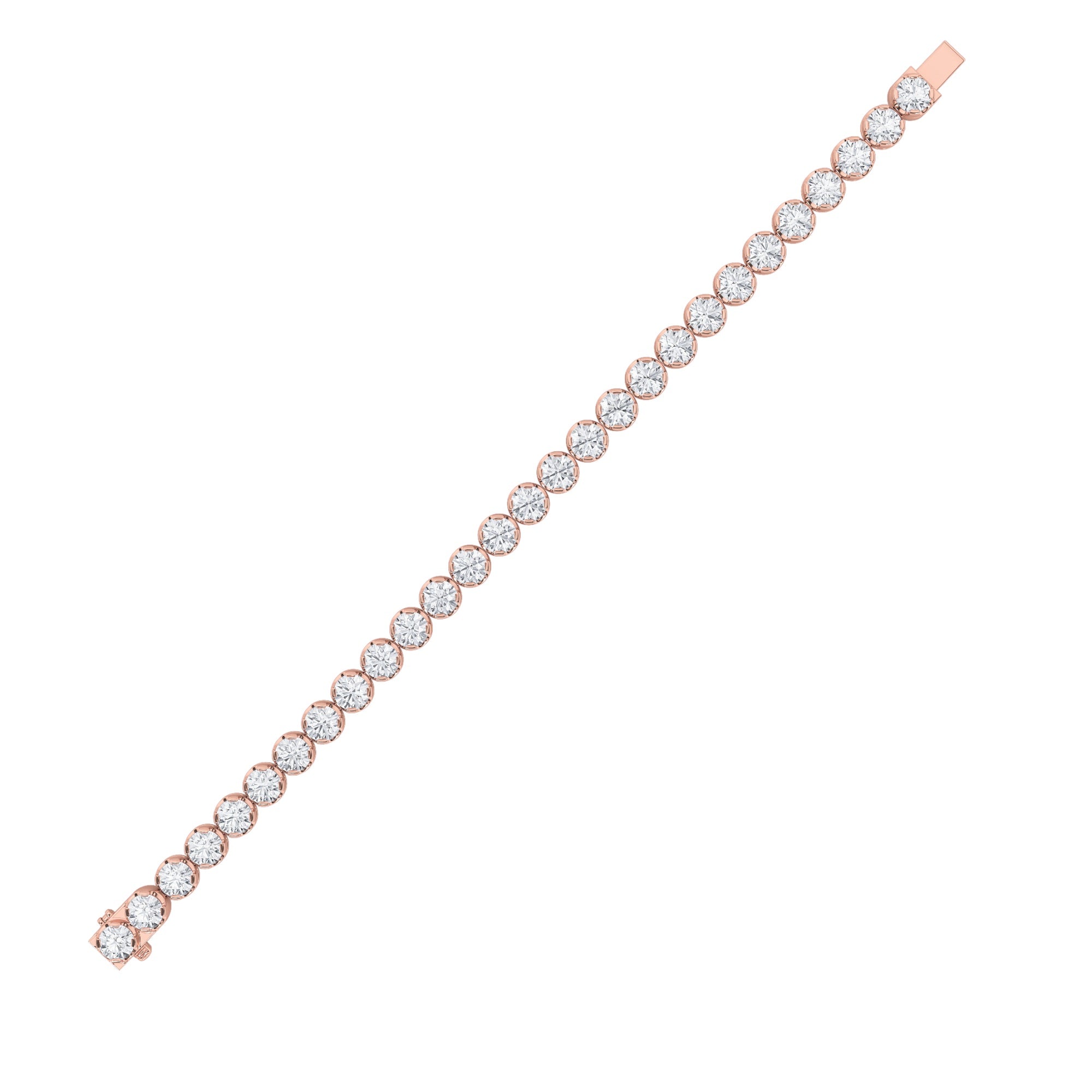 Round Shaped Lab Grown Diamond (F/VS) Tennis Bracelet in 14K Gold
