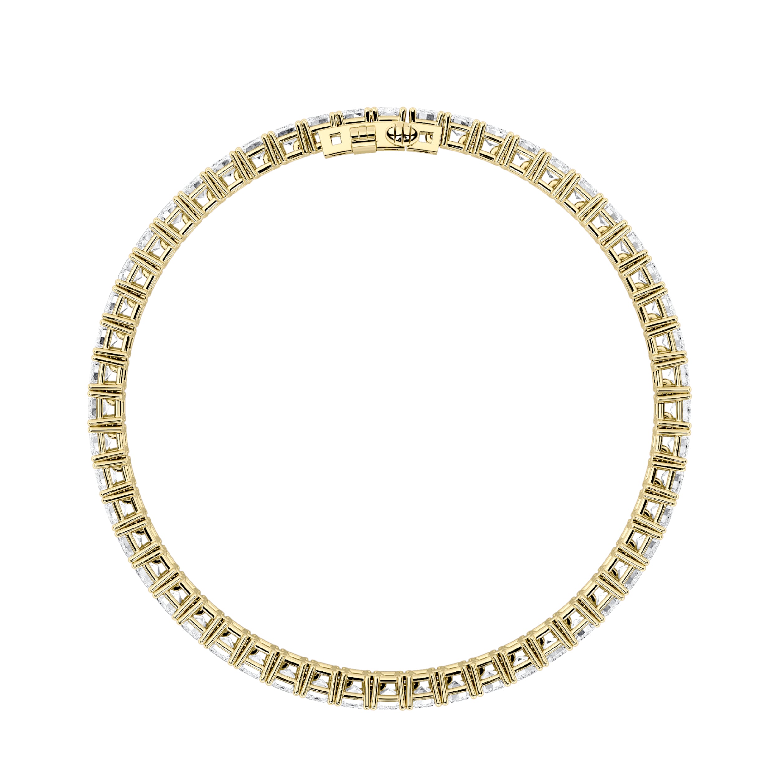 Emerald Shaped Lab Grown Diamond (F/VS) East West Line Bracelet in 14K Gold