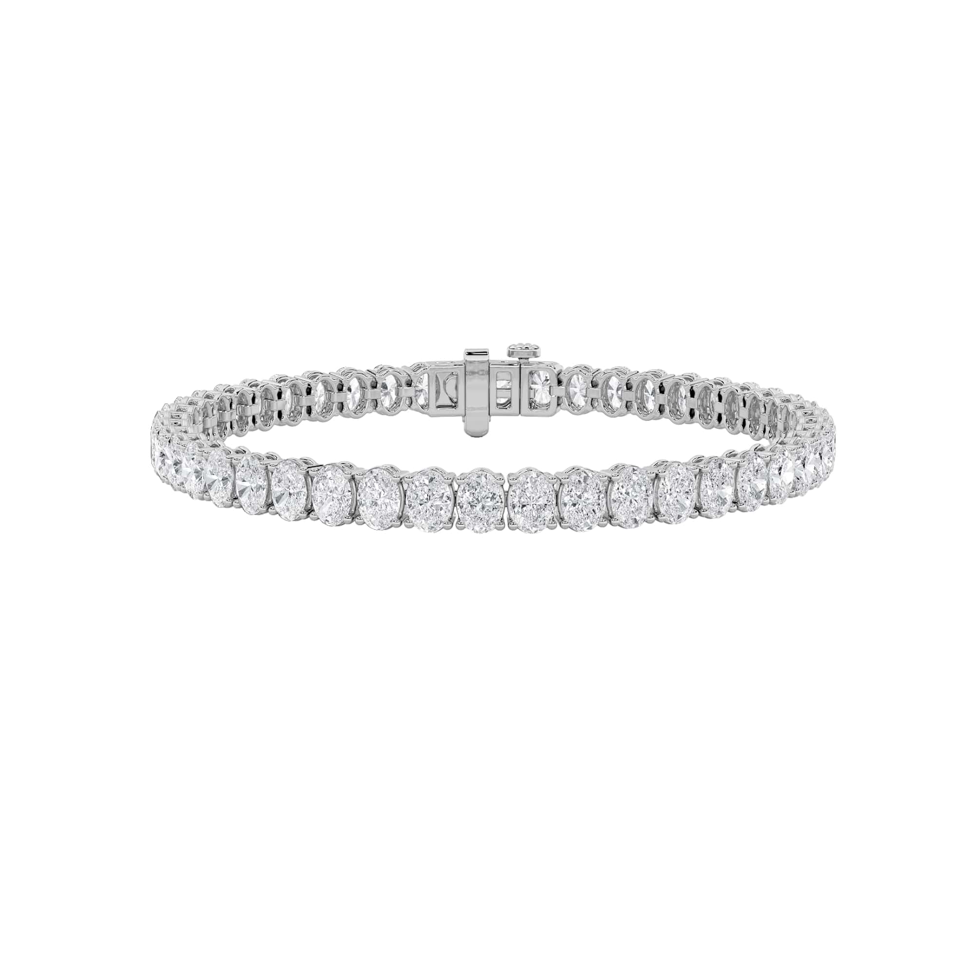Oval Shaped Lab Grown Diamond East West Line Bracelet in 14K Gold