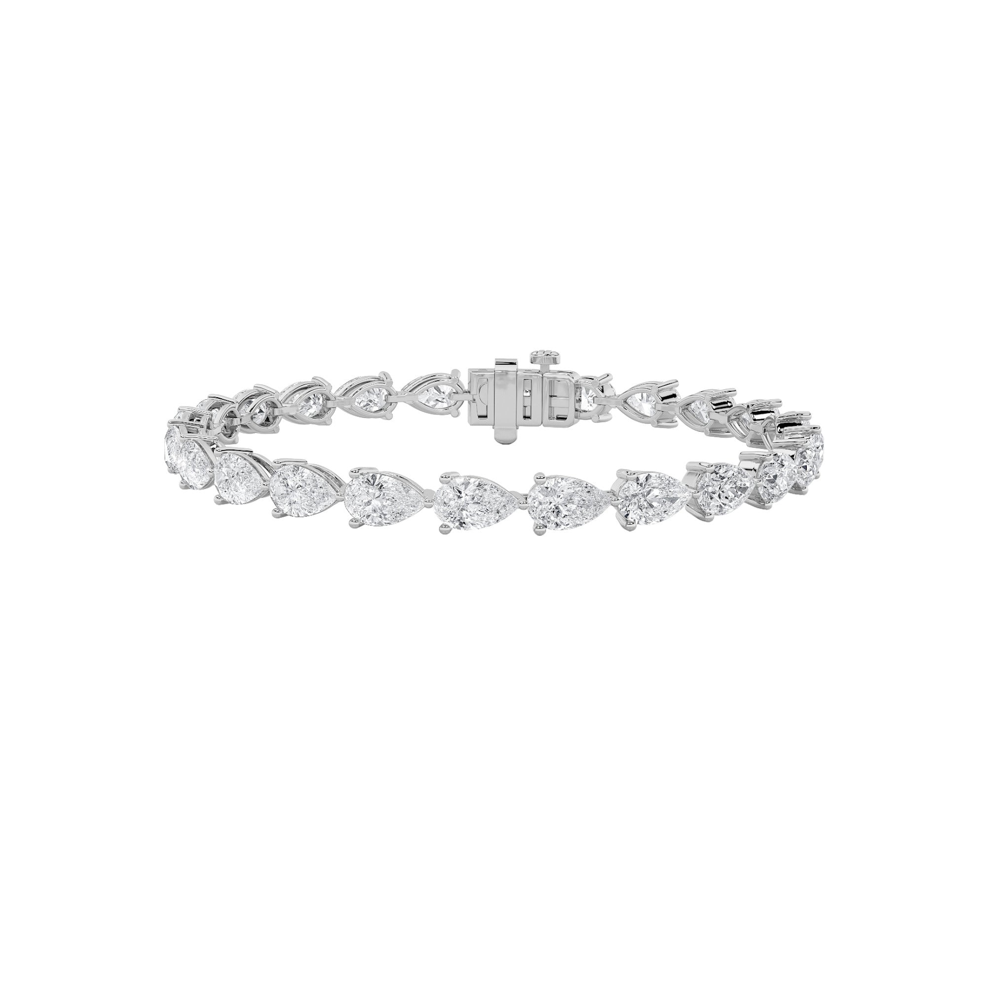 Pear (F/VS) Lab Grown Diamond Prong 14K White Gold Fancy Line Tennis Bracelet