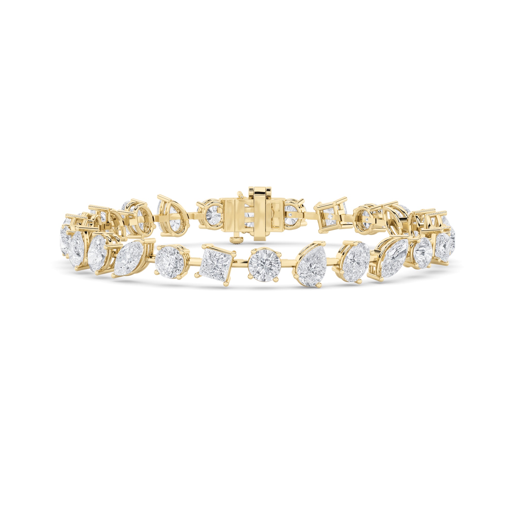 10.5Cttw Mix Shaped Lab Grown Diamond (F/VS) North South Bracelet in 14K Gold