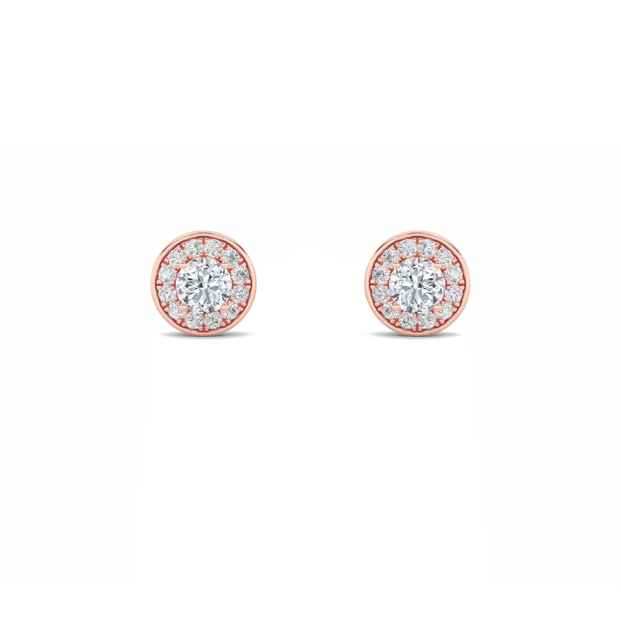 1Cttw Round Shaped Lab Grown Diamond (F/VS) Halo Stud Earrings in 14K Gold