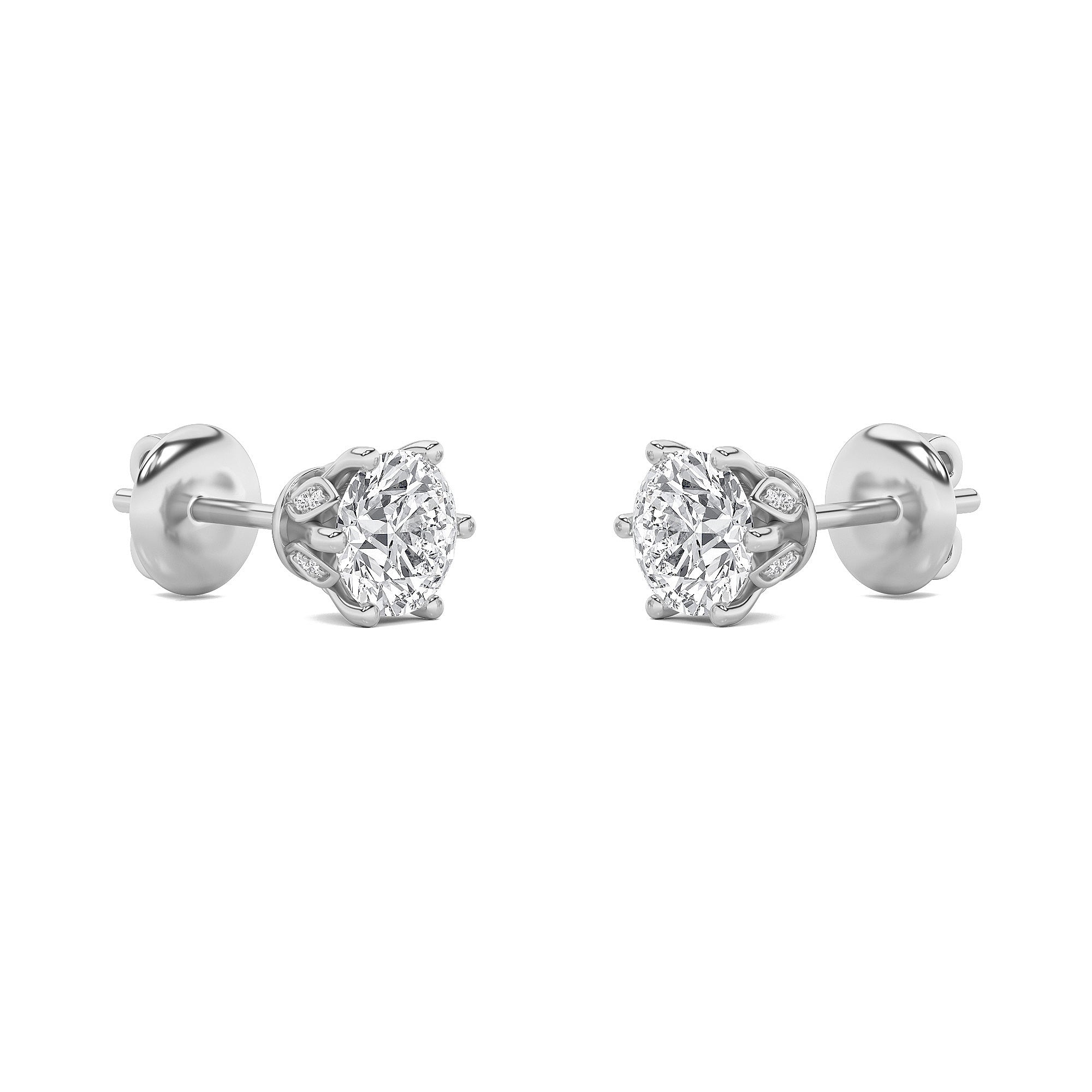 2Cttw Round Shaped Lab Grown Diamond (F/VS) TulipHead Stud Earrings in 14K Gold