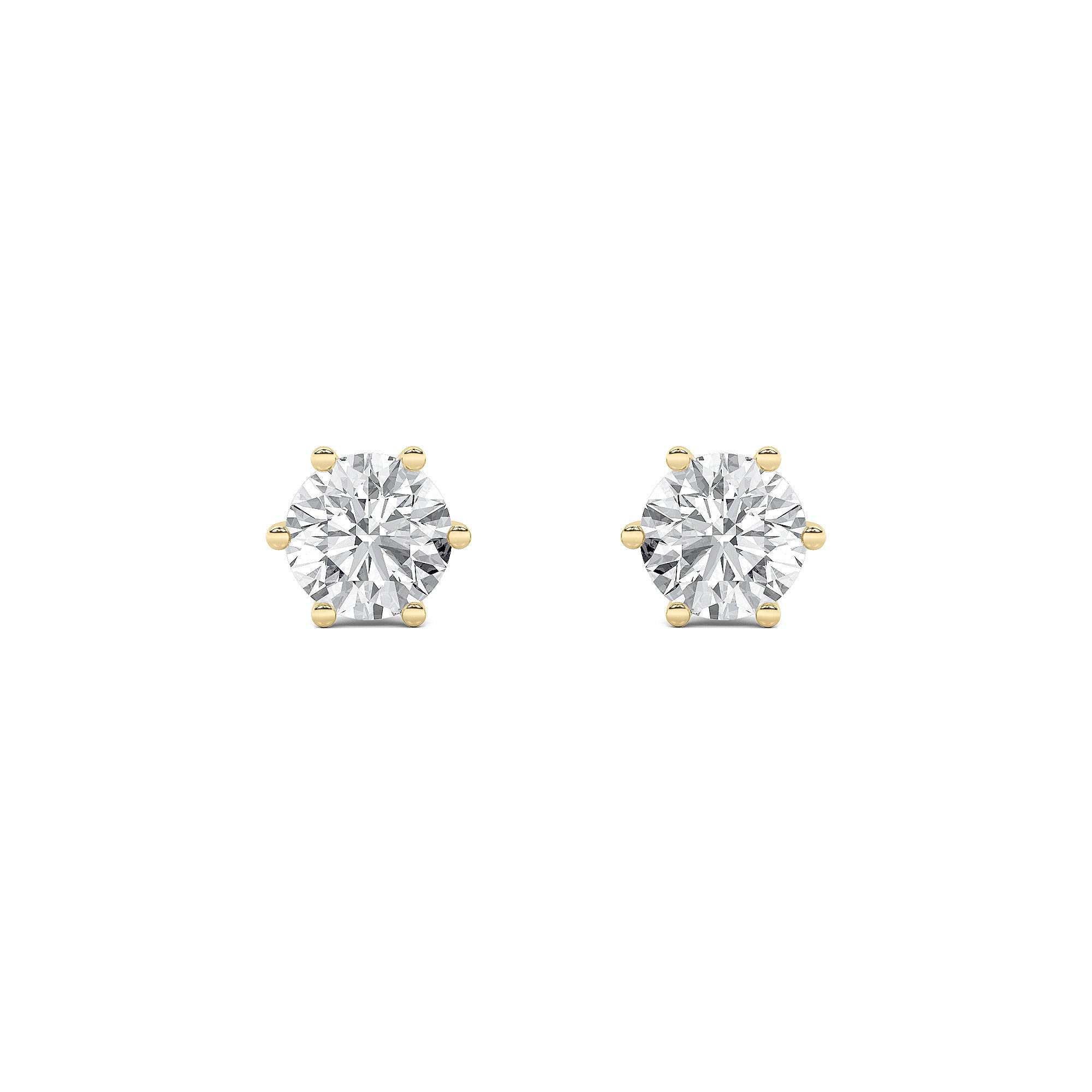 Round Shaped Lab Grown Diamond (F/VS) TulipHead Stud Earrings in 14K Gold
