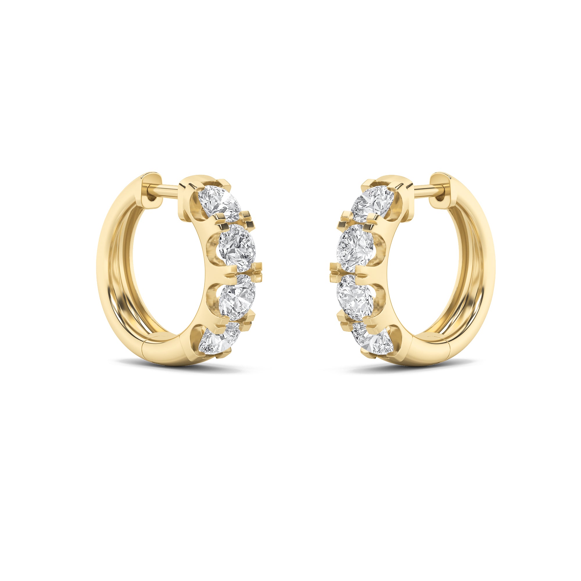 3Cttw Round Shaped Lab Grown Diamond (F/VS) Hoop Earrings in 14K Gold