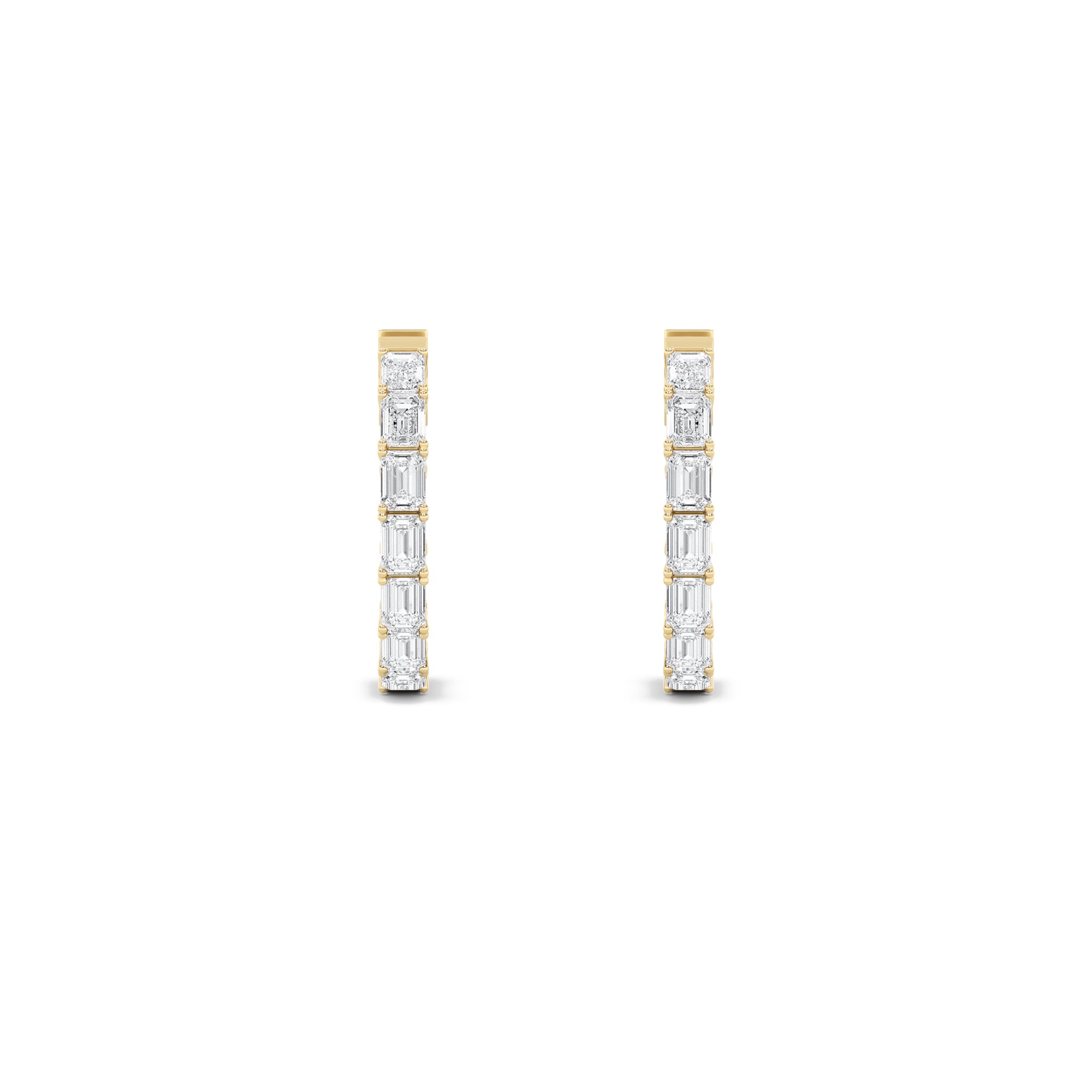 3.5Cttw Emerald Shaped Lab Grown Diamond (F/VVS) Inside Out Hoop Earrings in 14K Gold