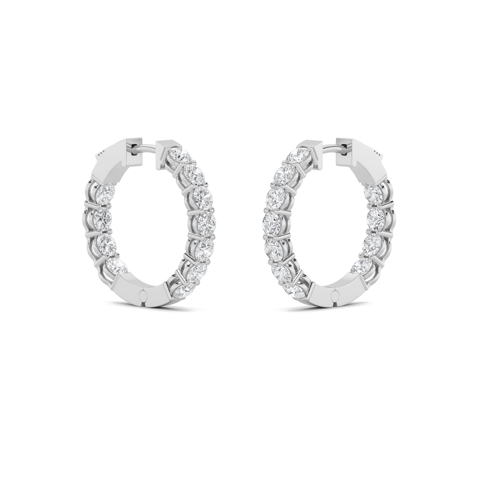 4Cttw Round Shaped Lab Grown Diamond (F/VS) InsideOut Hoop Earrings in 14K Gold
