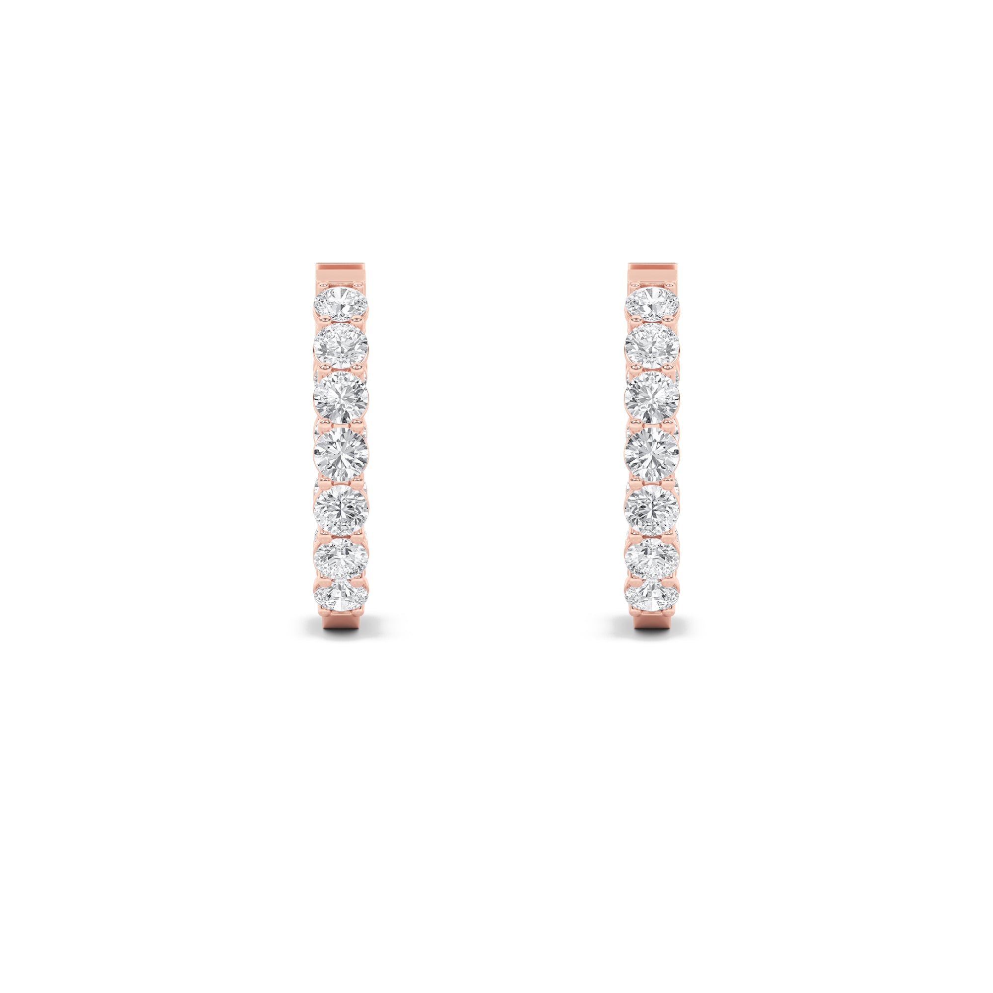 4Cttw Round Shaped Lab Grown Diamond (F/VS) InsideOut Hoop Earrings in 14K Gold