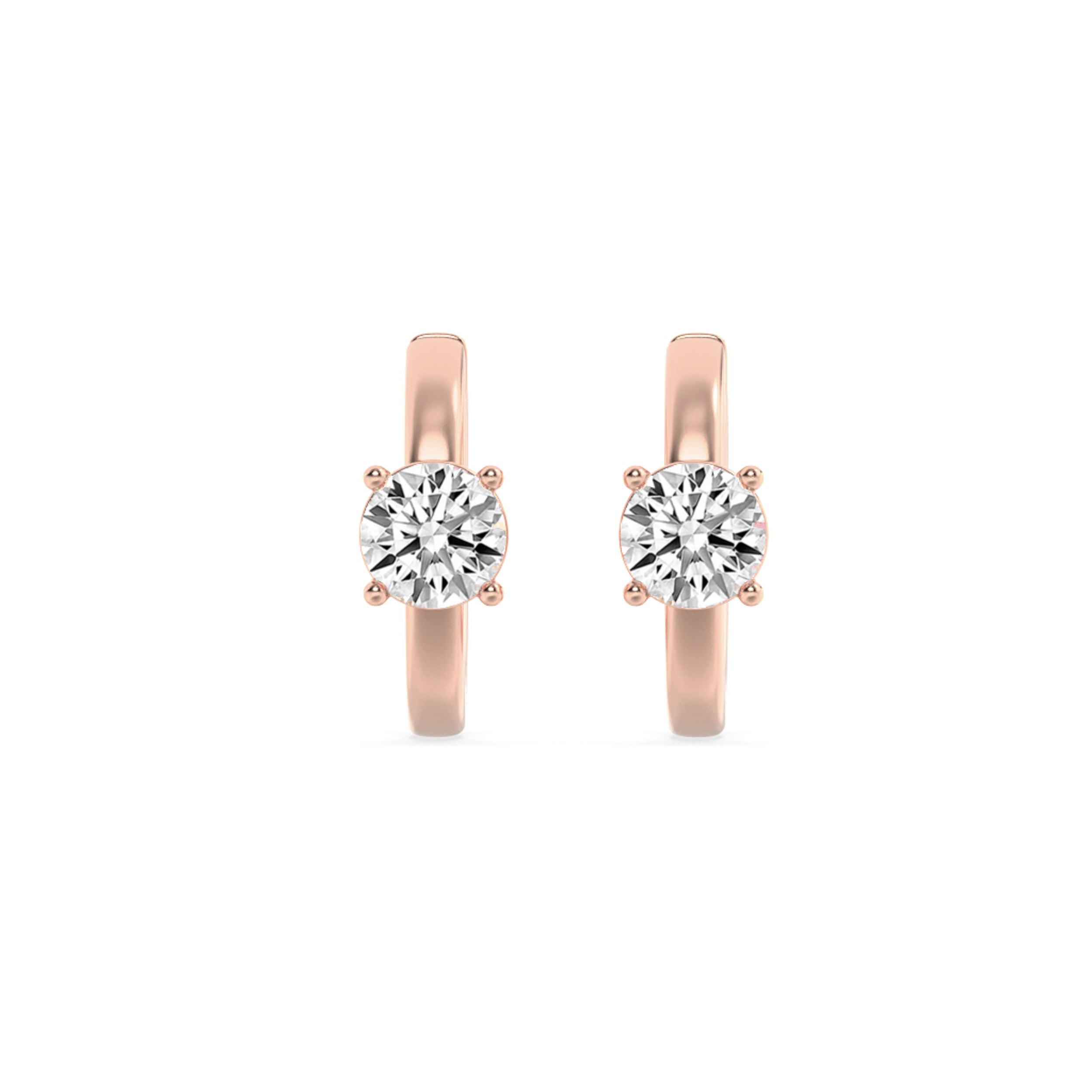 1.5Cttw Round Shaped Lab Grown Diamond (F/VS) Solitaire Huggie Earrings in 14K Gold