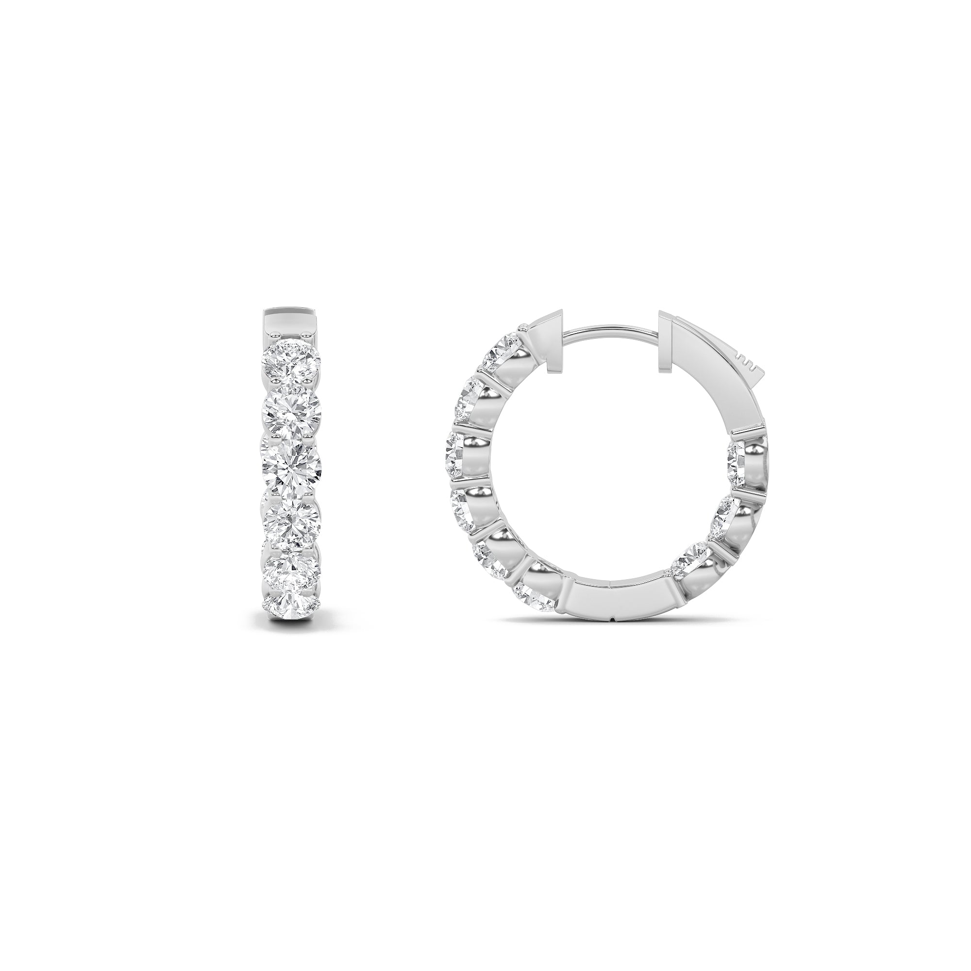 Round Shaped Lab Grown Diamond (F/VS) Insideout Hoop Earrings in 14K Gold