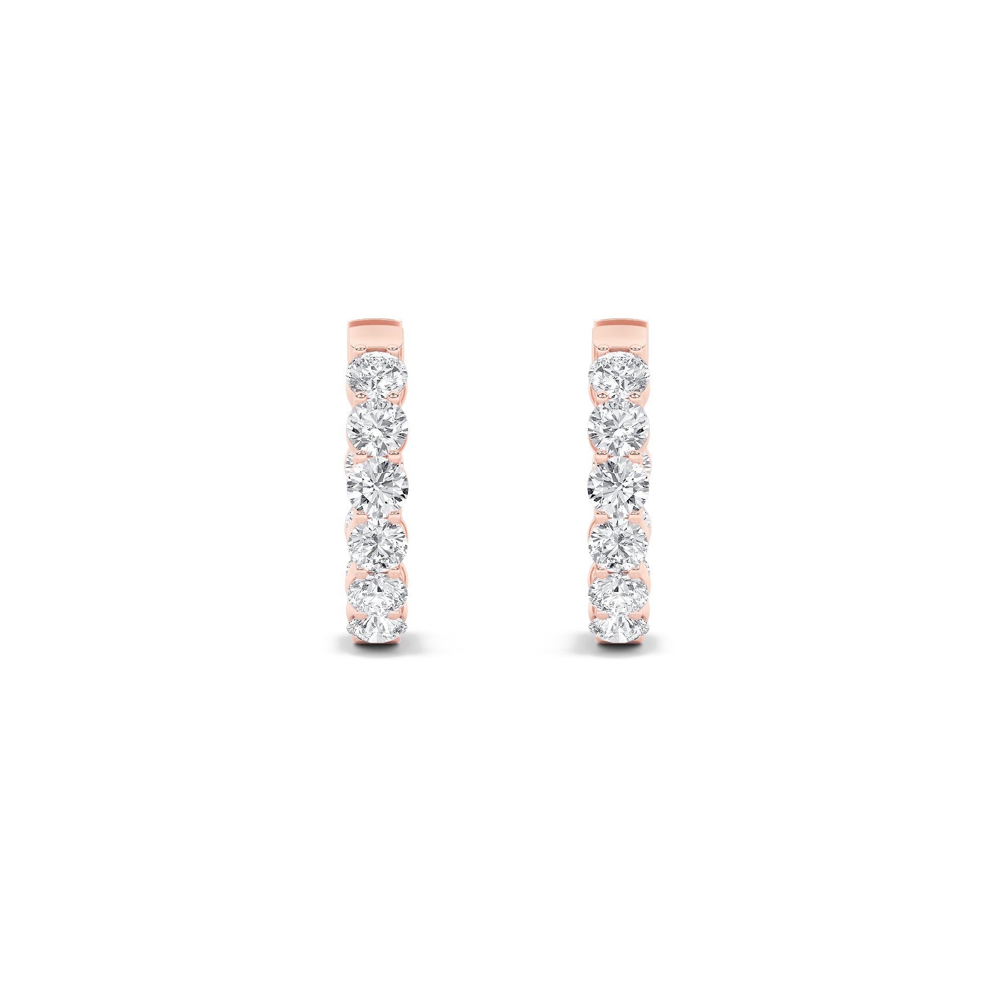 3Cttw Round Shaped Lab Grown Diamond (F/VS) Insideout Hoop Earrings in 14K Gold