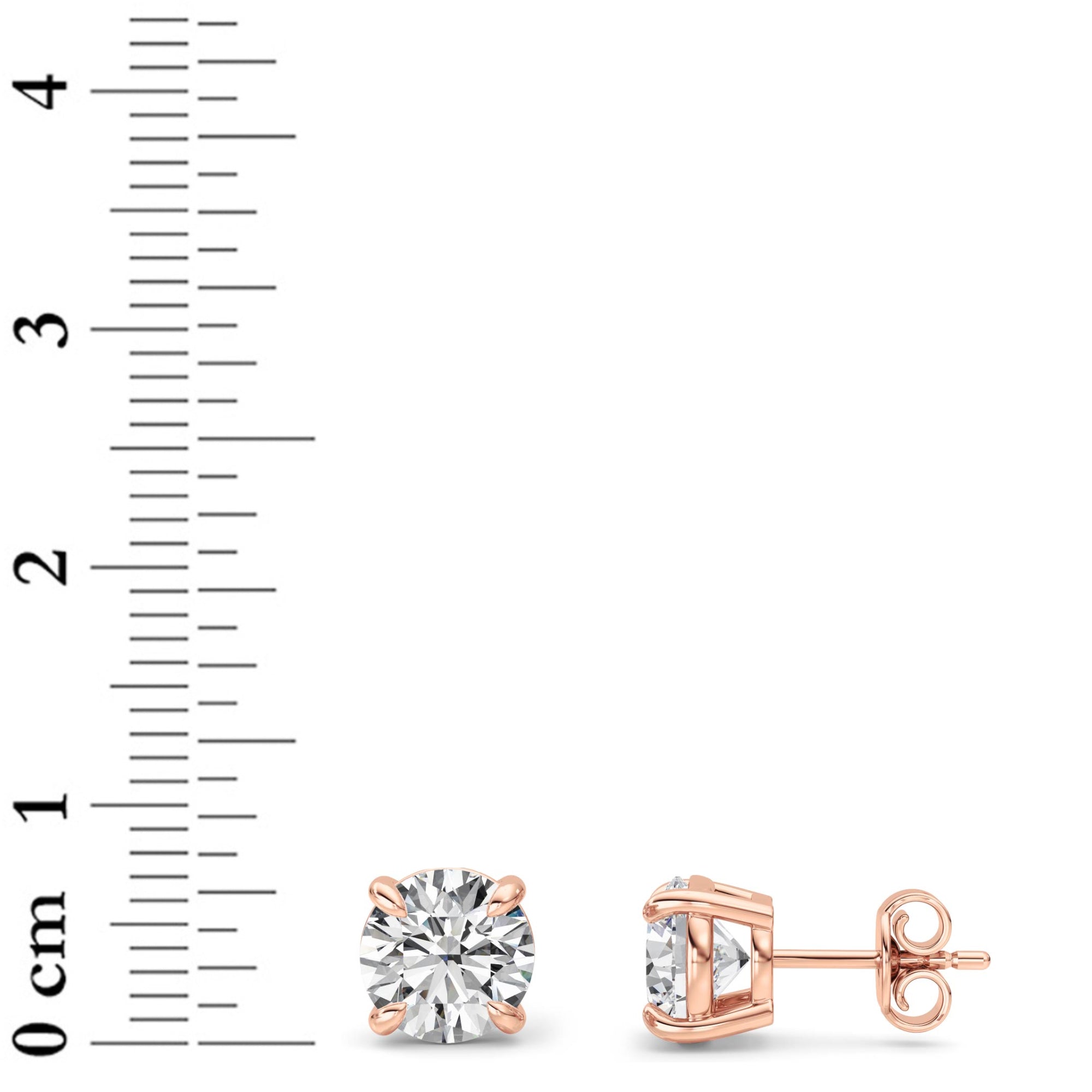 Round Shaped Lab Grown Diamond (F/VS) Classic Basket Set Stud Earrings in 14K Gold