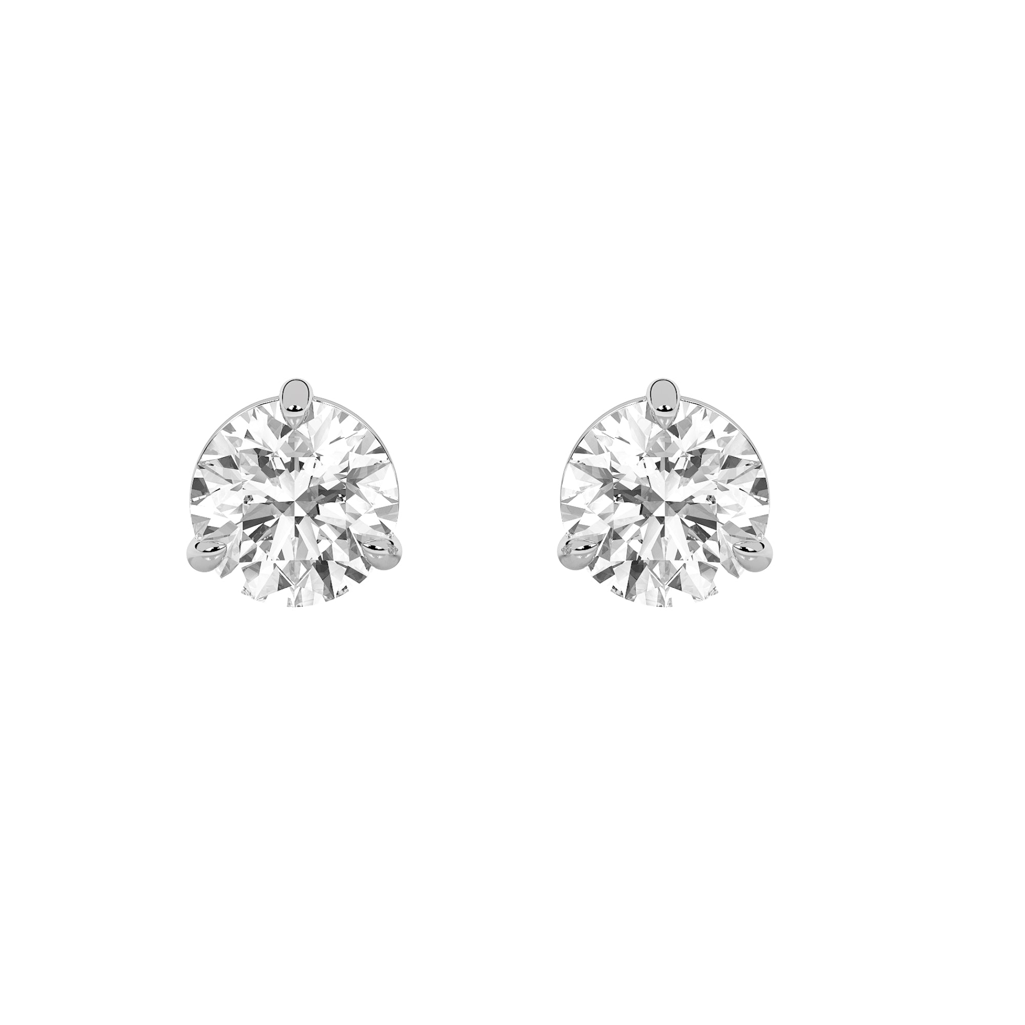 Round Shaped Lab Grown Diamond Classic Basket Set Stud Earrings in 14K Gold