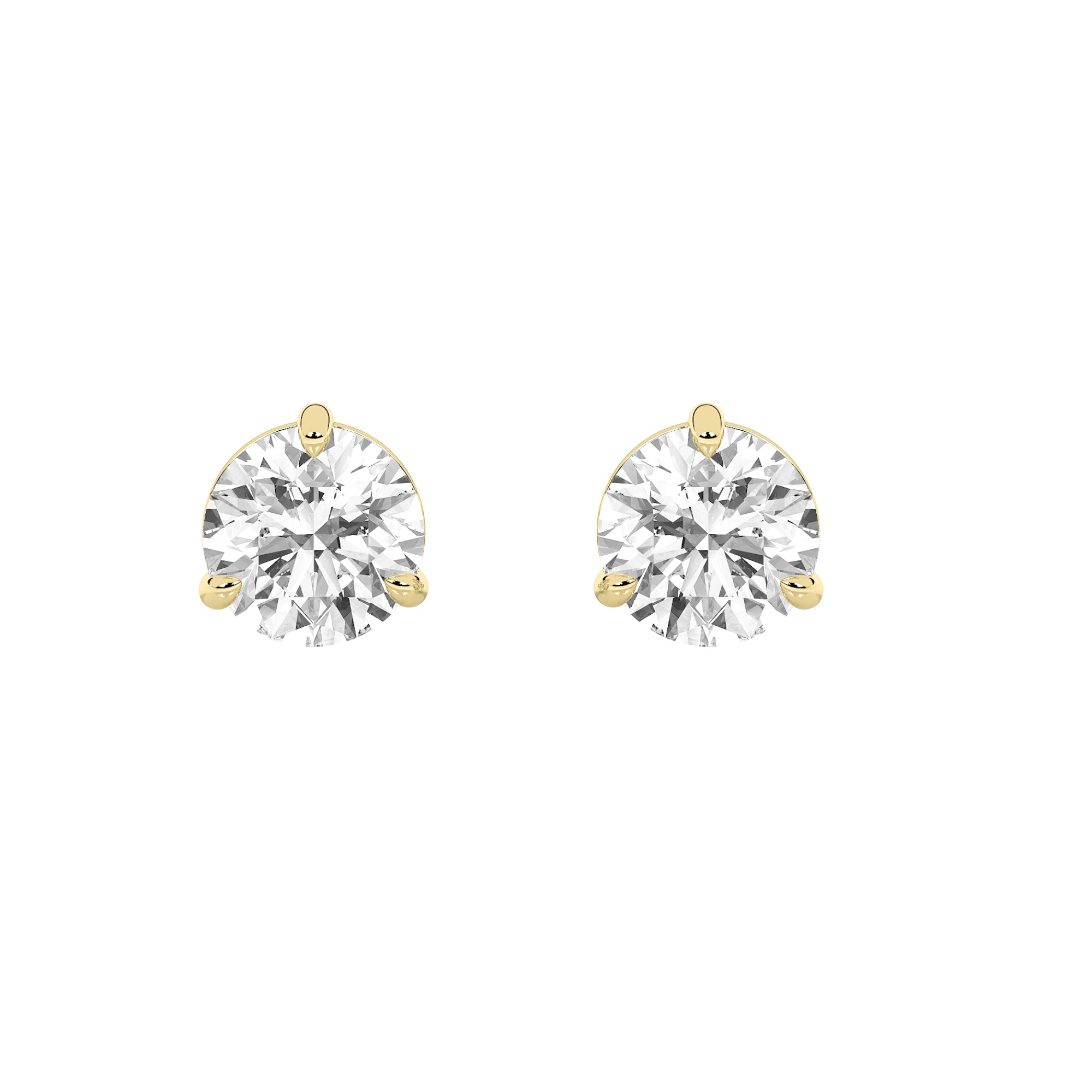 Round Shaped Lab Grown Diamond (F/VS) Classic Basket Set Stud Earrings in 14K Gold
