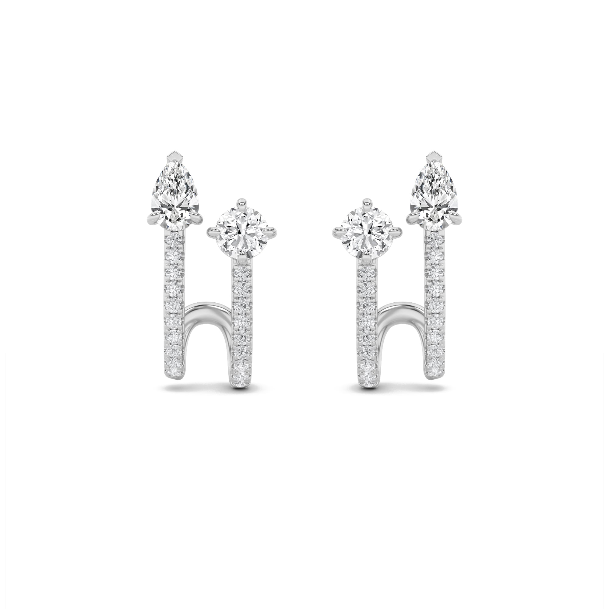 2.5Cttw Round Shaped Lab Grown Diamond (F/VVS) Toiet Moi Accented Earrings in 14K Gold