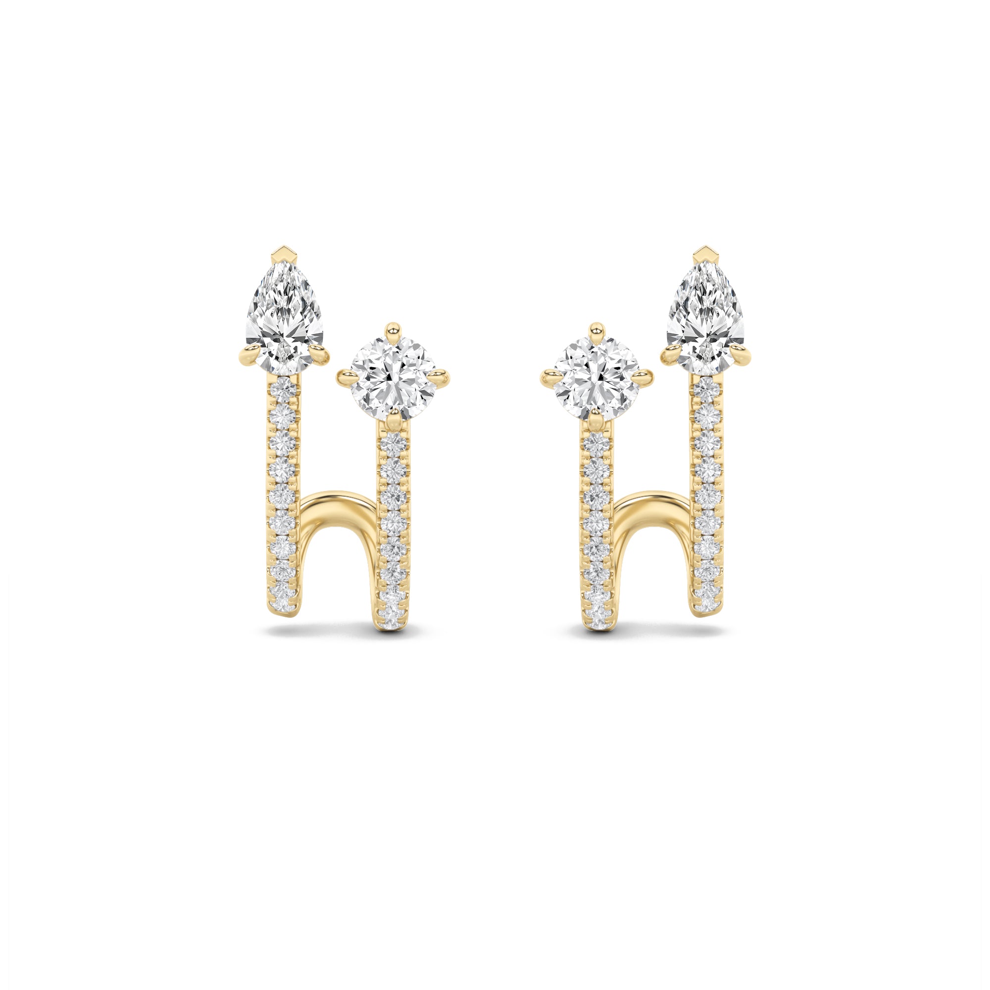 2.5Cttw Round Shaped Lab Grown Diamond (F/VS) Toiet Moi Accented Earrings in 14K Gold