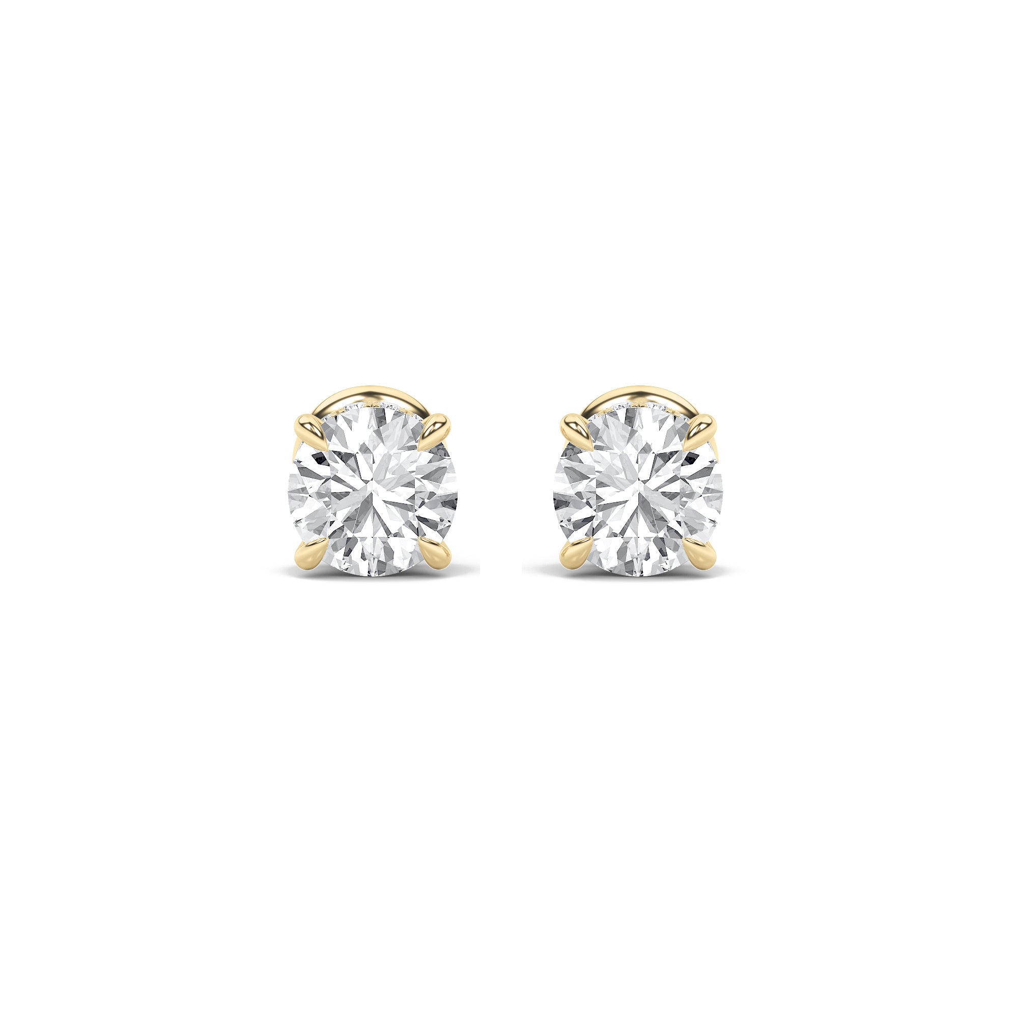 Round Shaped Lab Grown Diamond (F/VS) Hidden Halo Stud Earrings in 14K Gold